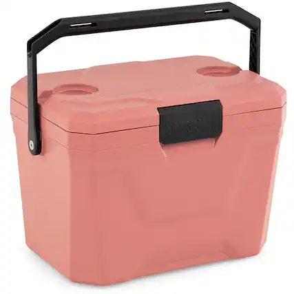 Front. Costway - Costway 21 QT Insulated Portable Cooler, Hard Shell Ice Chest with 2 Cup Holders - Pink.