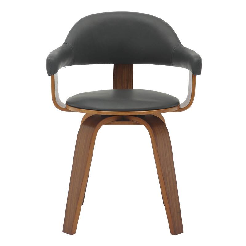 Alt View 2. LeisureMod - Brivo Modern Leather Upholstered Side Dining Chair with Open Back and Swivel for Home Living Room or Office - Black.