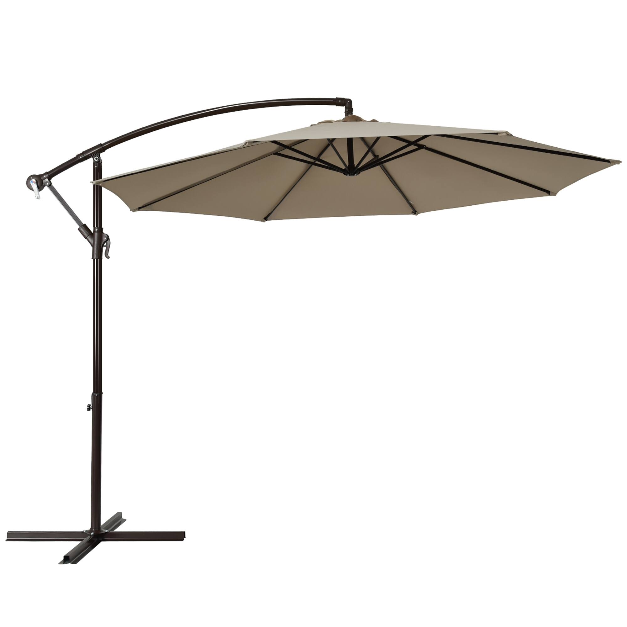 Alt View 1. Gymax - Gymax 10 ft Patio Cantilever Offset Umbrella Yard Garden Outdoor w/ 8 Ribs Tan - Tan.