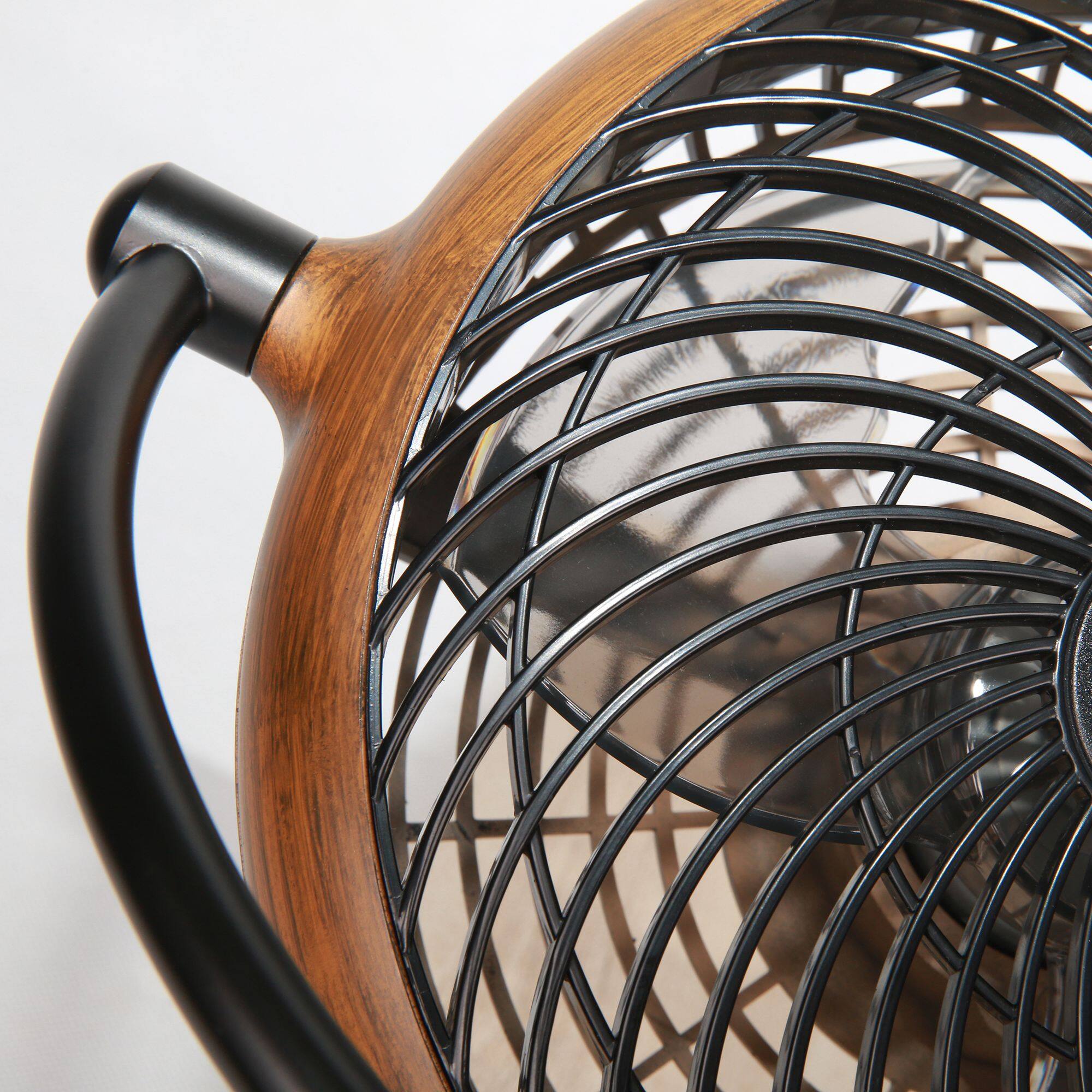 Alt View 4. Parrot Uncle - 10" Industrial Walnut Wall Mount Indoor Fans with Plug in Cord - Walnut.