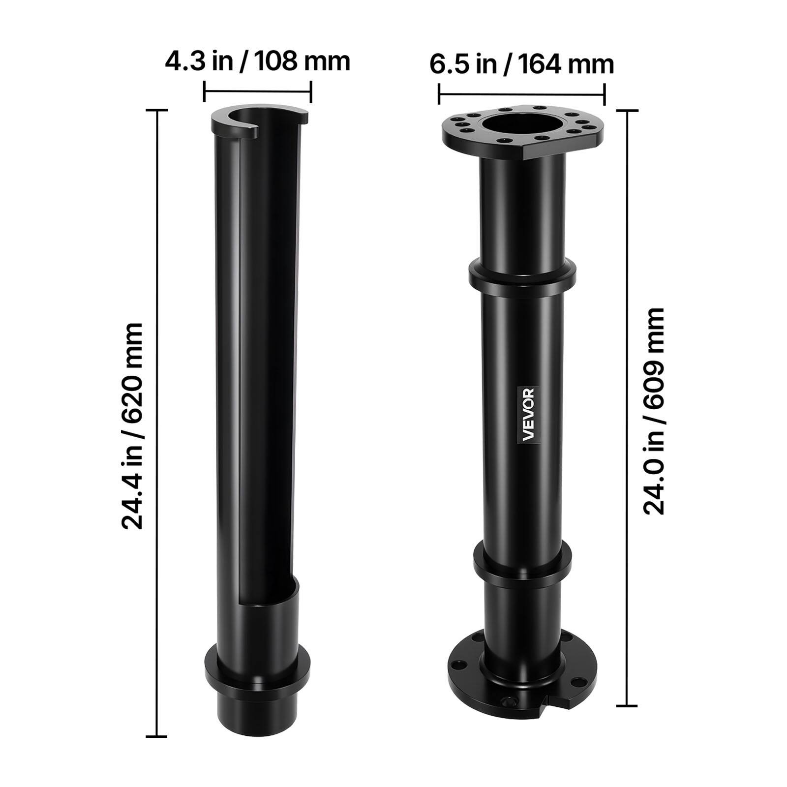 4.3 in / 108 mm  
6.5 in / 164 mm  
24.4 in / 620 mm  
24.0 in / 609 mm