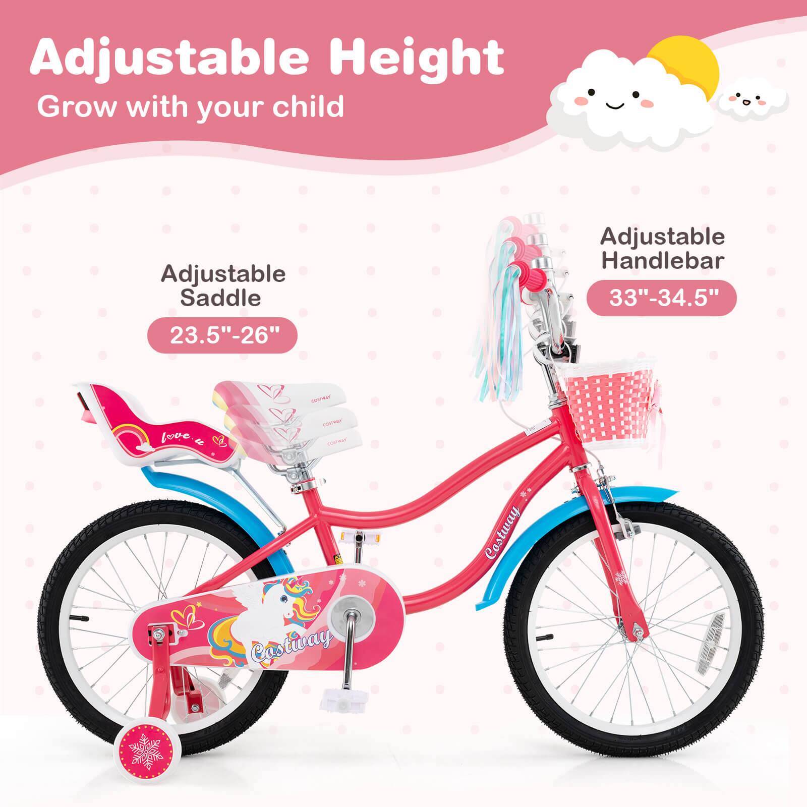 Adjustable Height  
Grow with your child  

Adjustable Saddle  
23.5"-26"  

Adjustable Handlebar  
33"-34.5"  

Costway