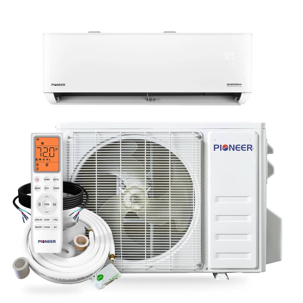Pioneer - Quantum Ultra Low-Ambient 1-Zone 12,000 BTU 23 SEER2 Ductless Mini Split Inverter Heat Pump with 16 ft. Lines 110/120V - White