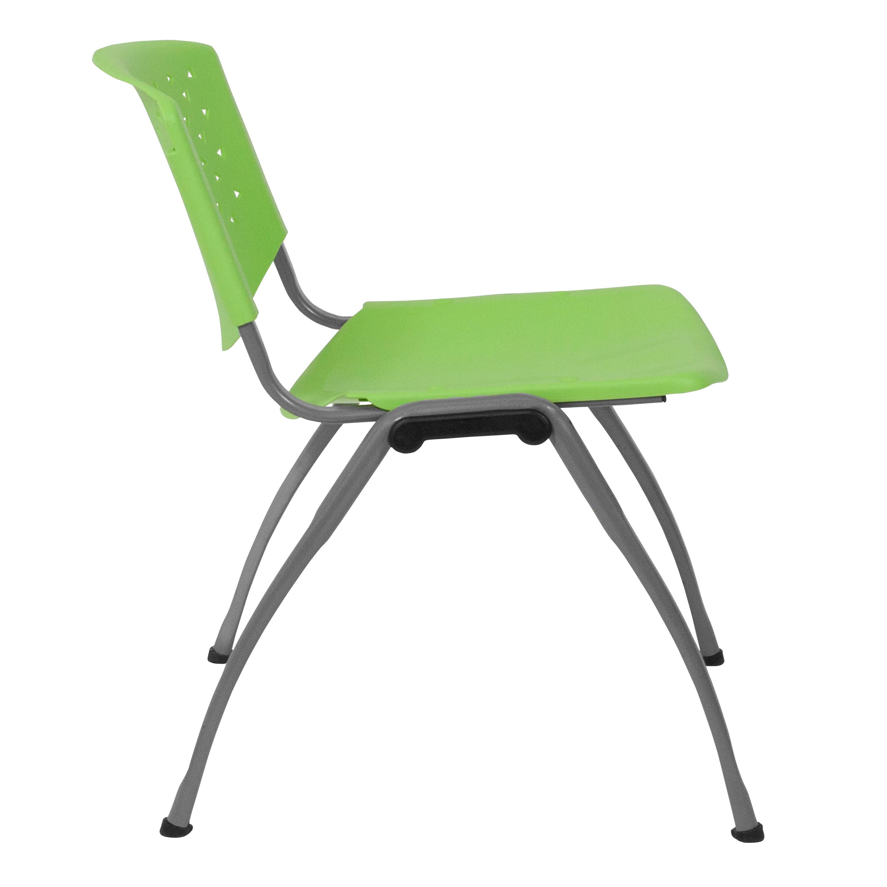 Alt View 6. Emma + Oliver - Home and Office Plastic Stack Chair with Perforated Back - Guest Chair - Green.