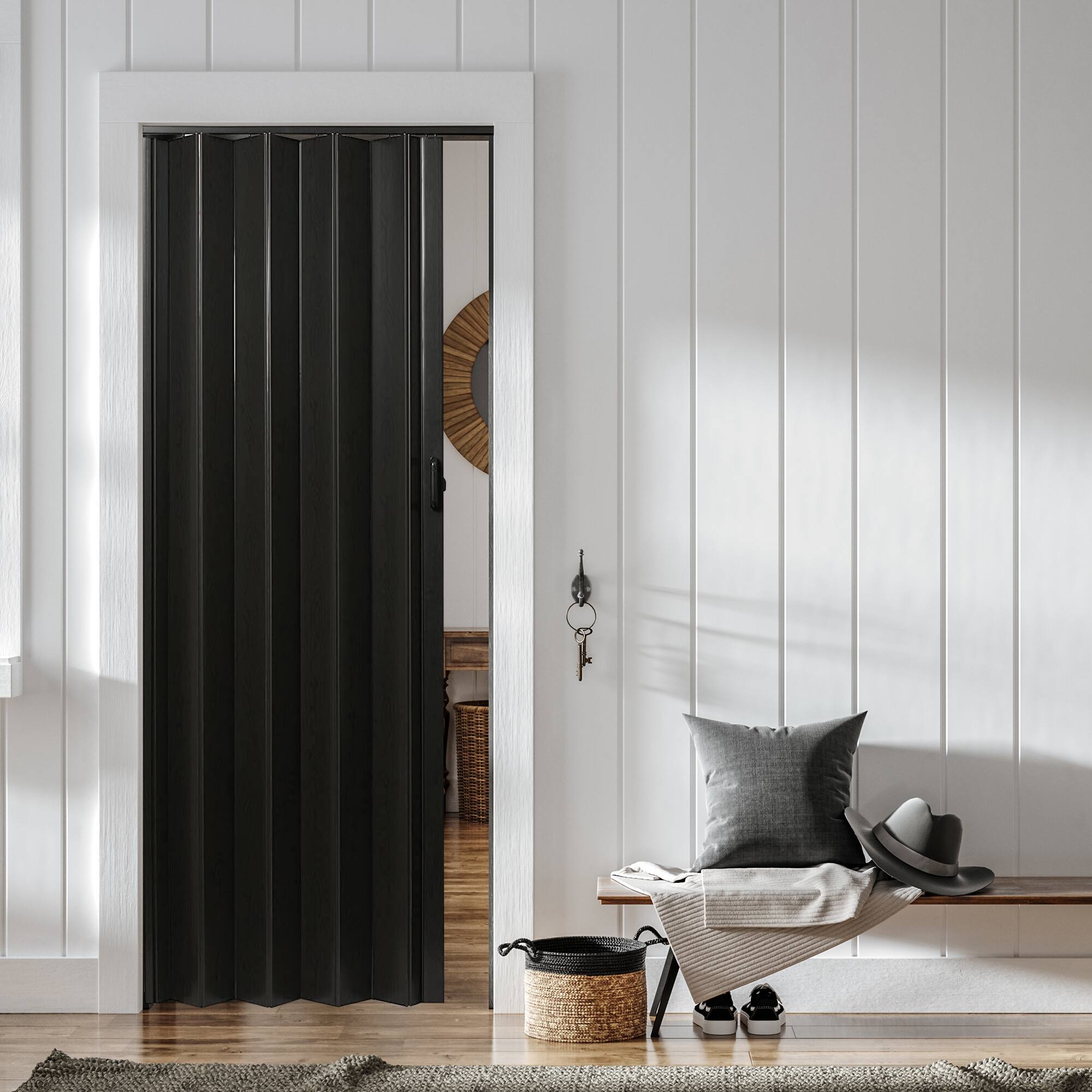 Alt View 2. LTL Home Products - LTL Home Products 36 x 80 Inch Plaza Espresso Vinyl Accordion Door with Hardware - Espresso.
