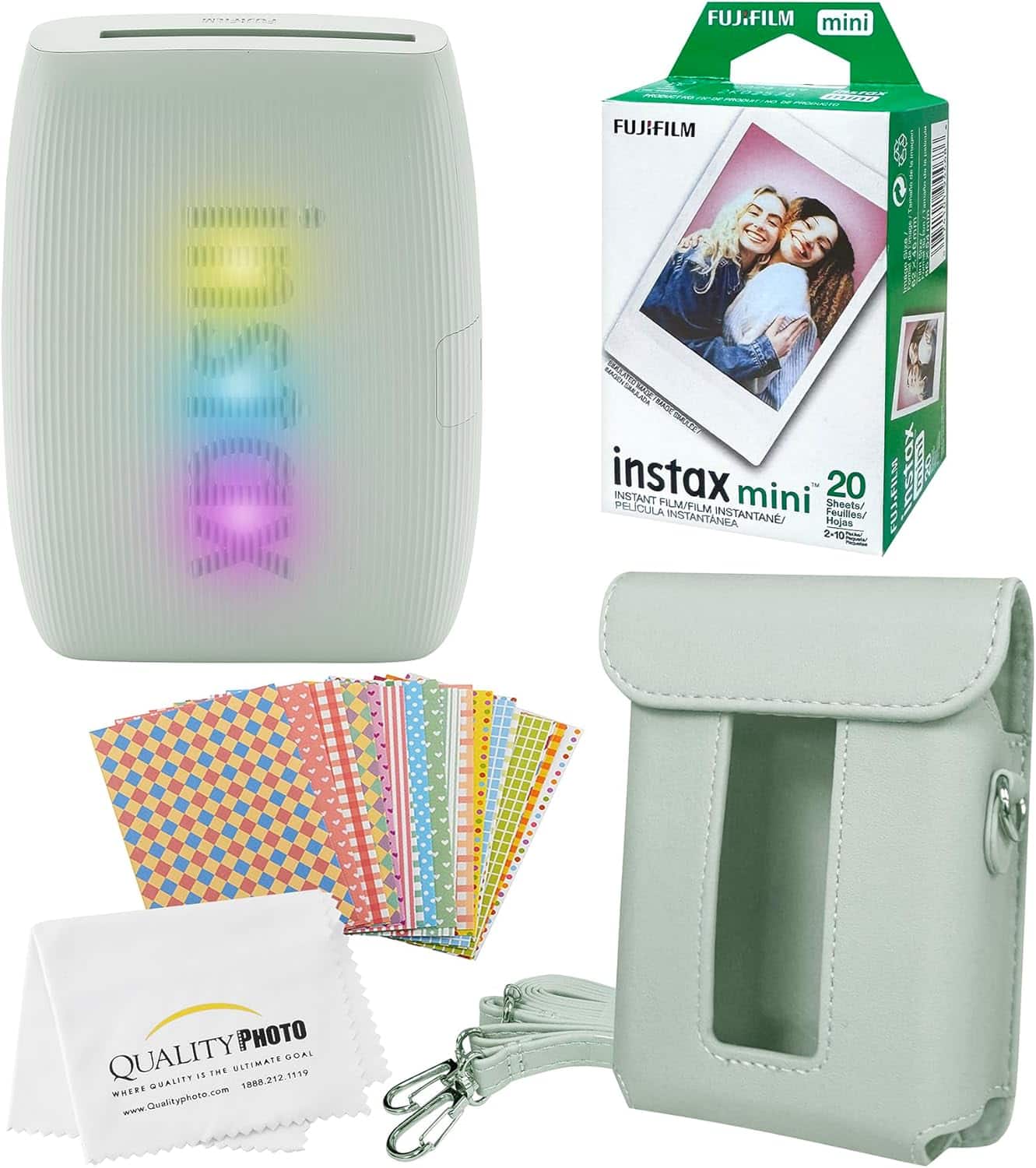 Instax Mini Link 3 Smartphone Printer 20 Fujifilm Mini Films Printer Case Decorative Stickers Quality Photo Micro Cloth - Sage Green