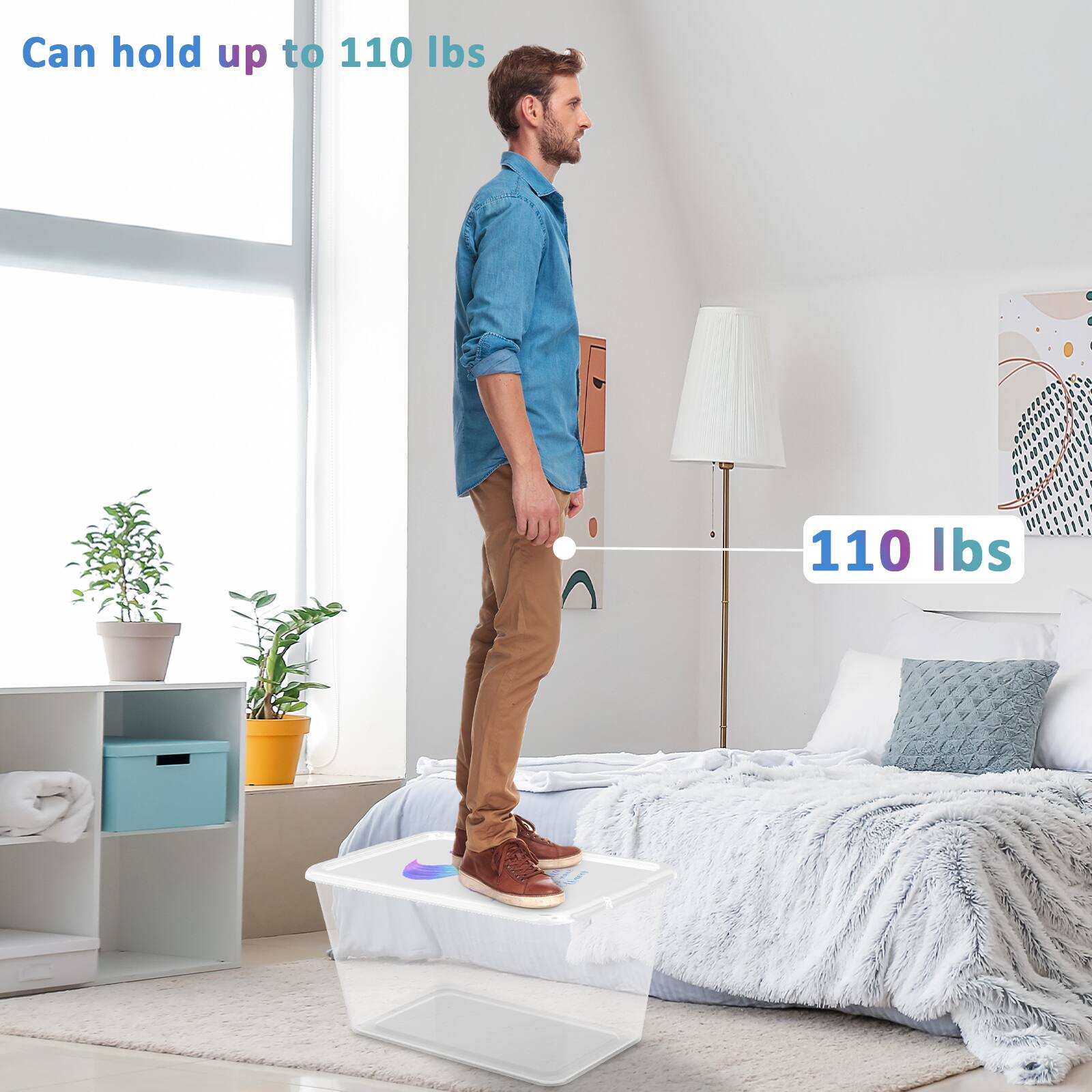 Can hold up to 110 lbs  
110 lbs