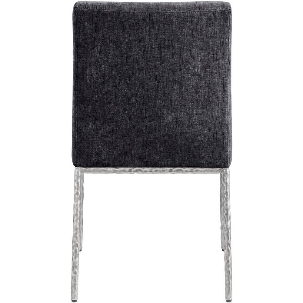Alt View 4. Meridian Furniture - Reeves Black Chenille Fabric Upholstered Dining Side Chair, Set of 2 - Silver.