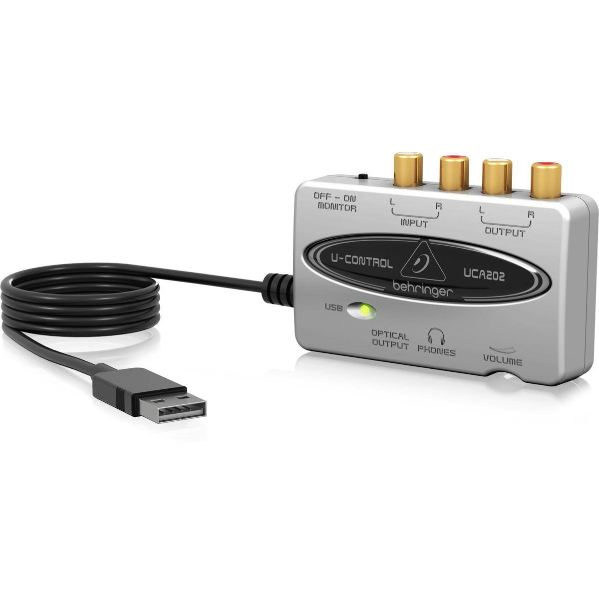 OFF-ON MONITOR  
L R  
INPUT  
L R  
OUTPUT  
USB  
OPTICAL OUTPUT  
PHONES  
VOLUME  
U-CONTROL  
UCA202  
behringer