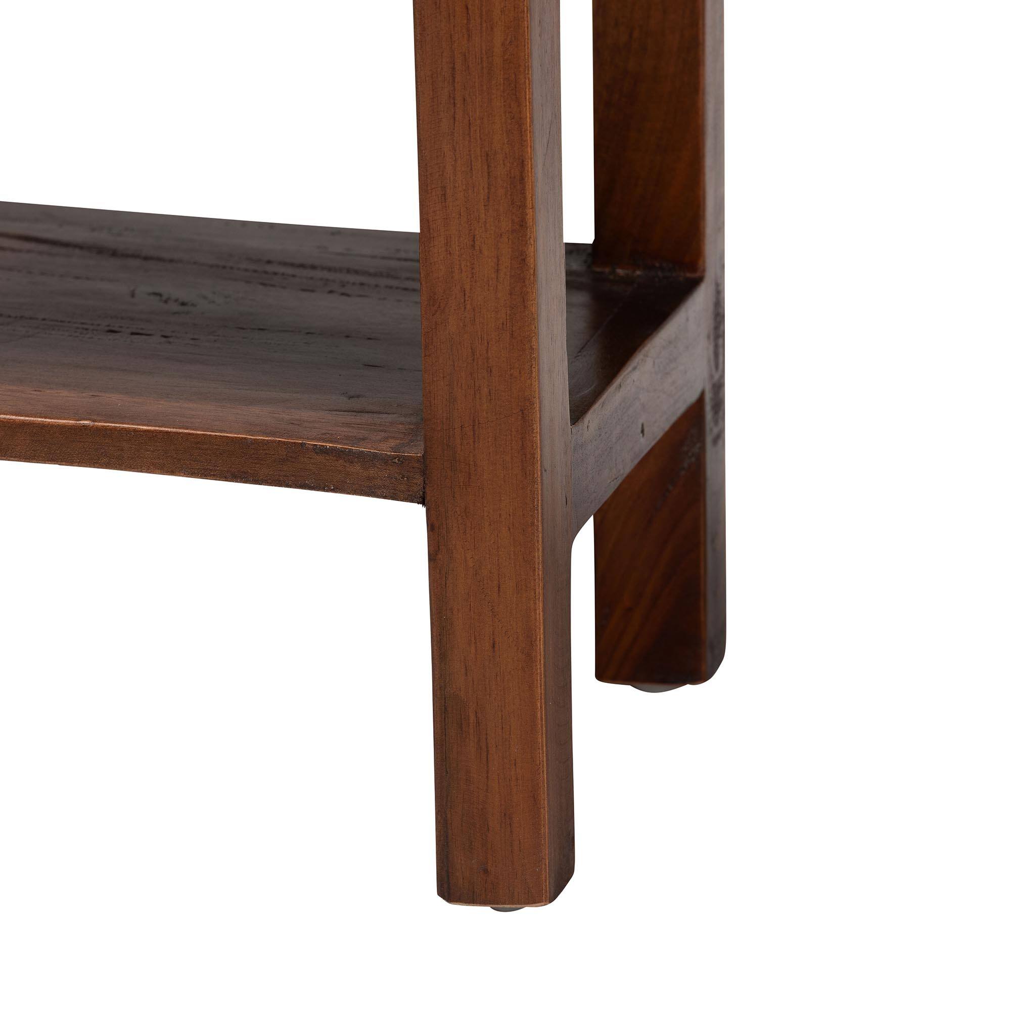 Alt View 2. bali & pari - Alexandra Handcarved Mahogany Wood Nightstand – Decorative Accent Table with Lower Shelf, Traditional Artisan Furniture - Mahogany Brown.