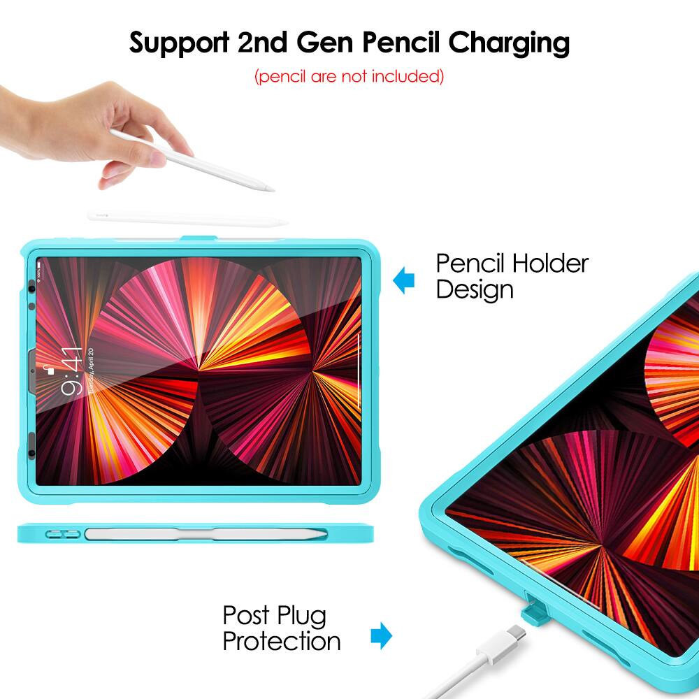 Support 2nd Gen Pencil Charging  
(pencil are not included)  

Pencil Holder Design  

Post Plug Protection