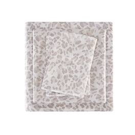 Gracie Mills - Emeline Animal Printed Wrinkle Free Satin Sheet Set - Taupe Leopard