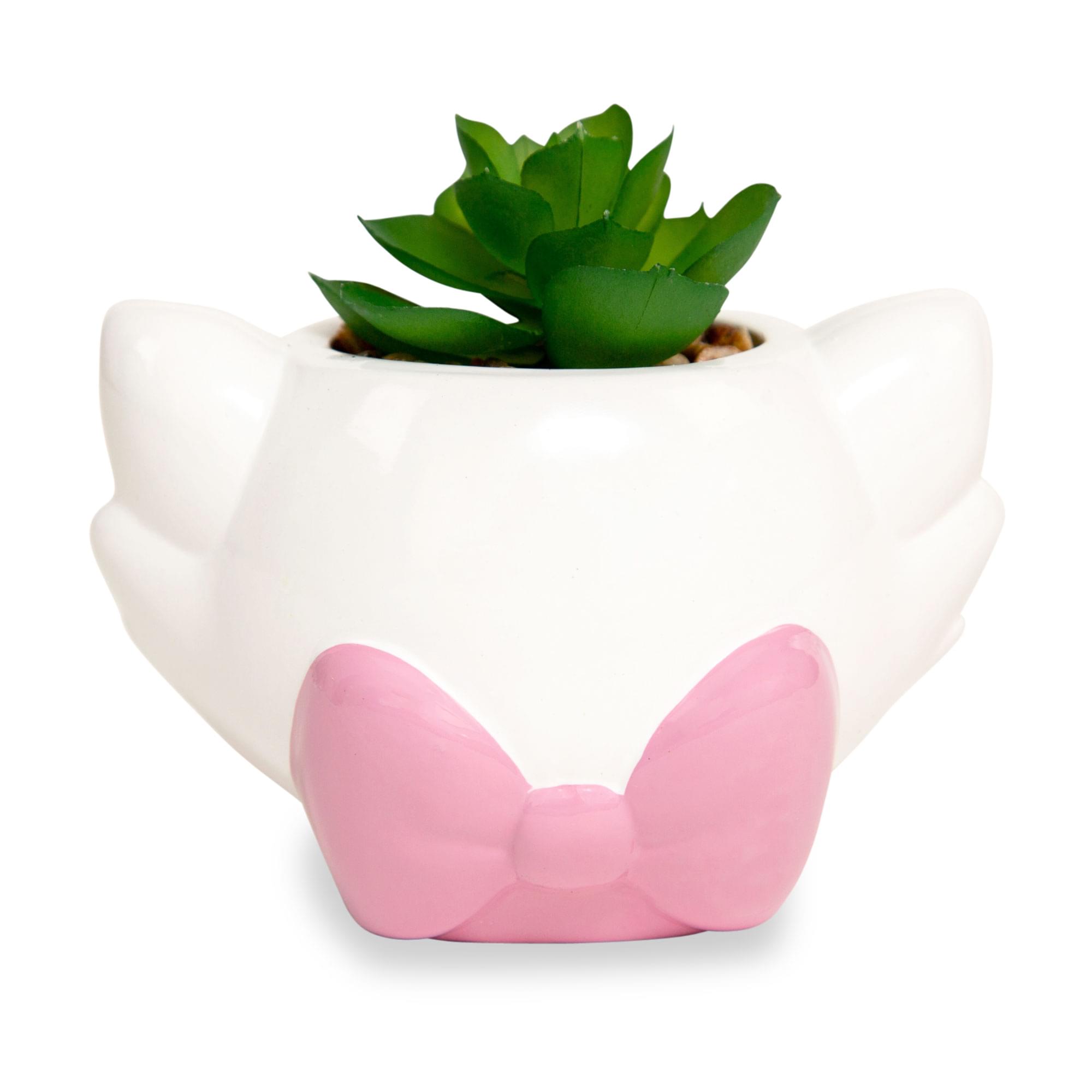 Alt View 10. Disney - Disney The Aristocats Marie 4-Inch Mini Planter With Artificial Succulent - White.