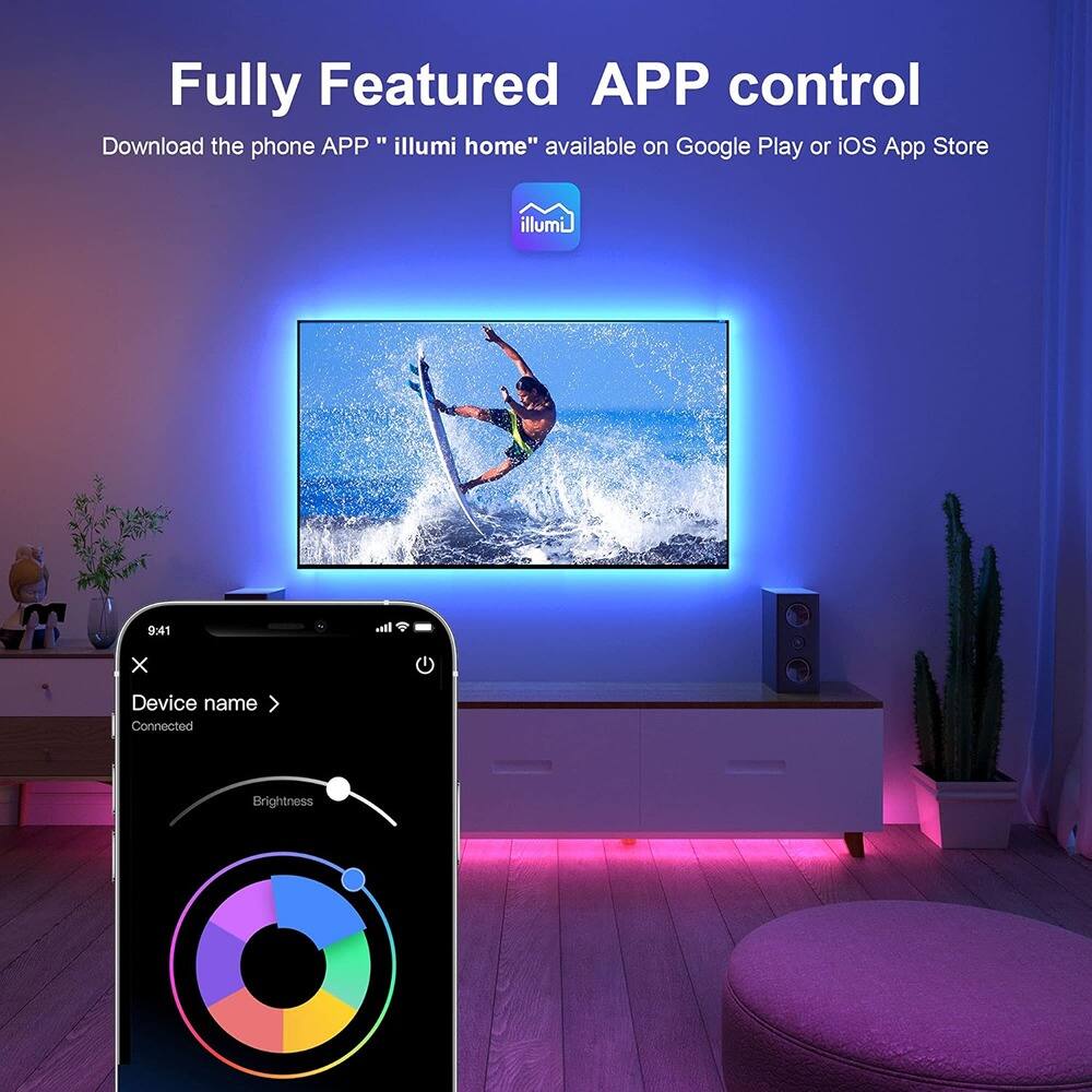 Fully Featured APP control

Download the phone APP "illumi home" available on Google Play or iOS App Store

Device name > Connected

Brightness