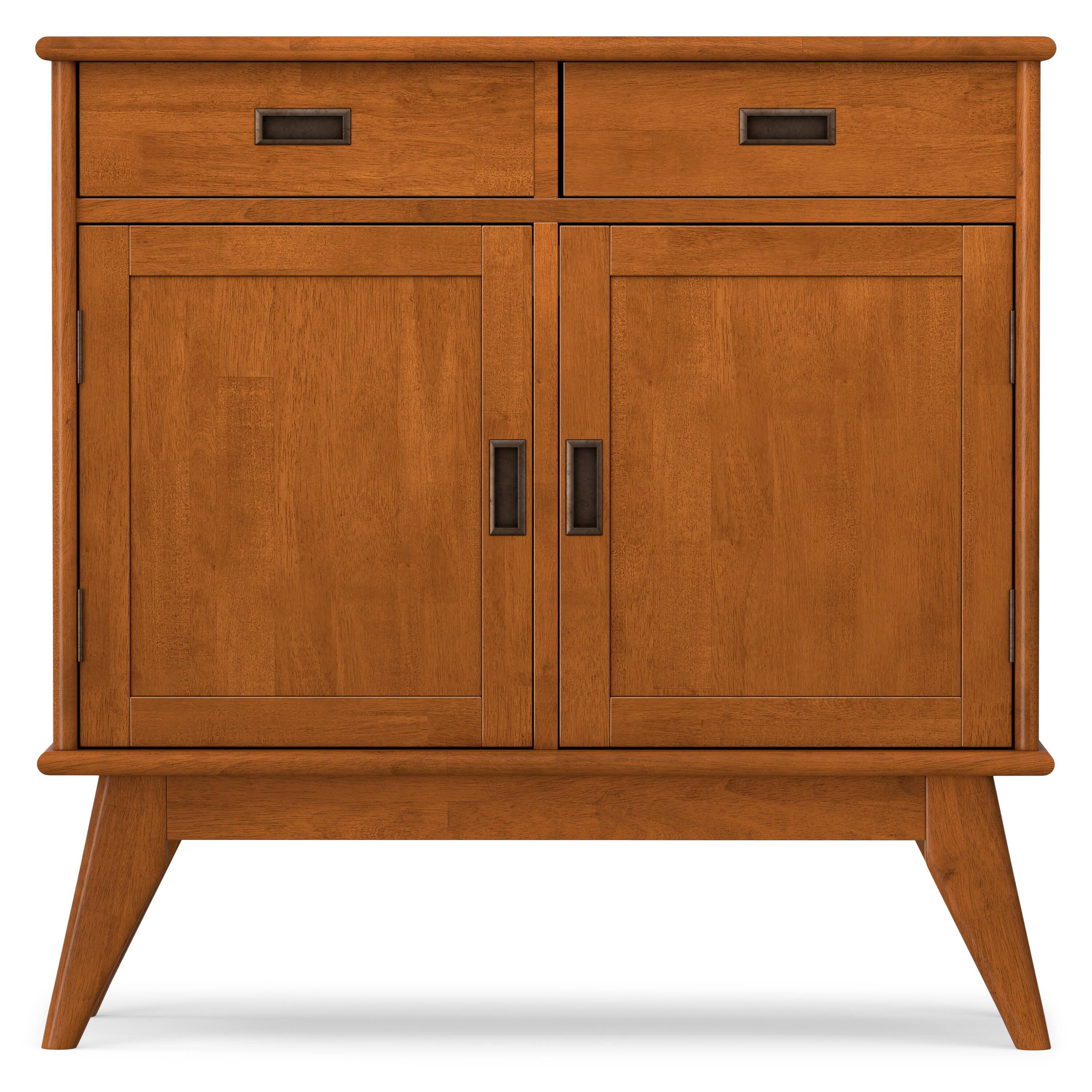 Back. Simpli Home - Simpli Home Draper SOLID HARDWOOD 36 inch Wide Mid Century Modern Entryway Storage Cabinet in Teak Brown - Teak Brown.