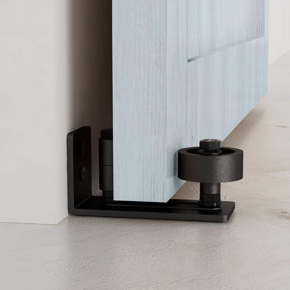 Alt View 4. Boyel Living - 4.88 in. Black Steel Heavy-Duty Adjustable Sliding Barn Door Floor Guide Hardware - Black.