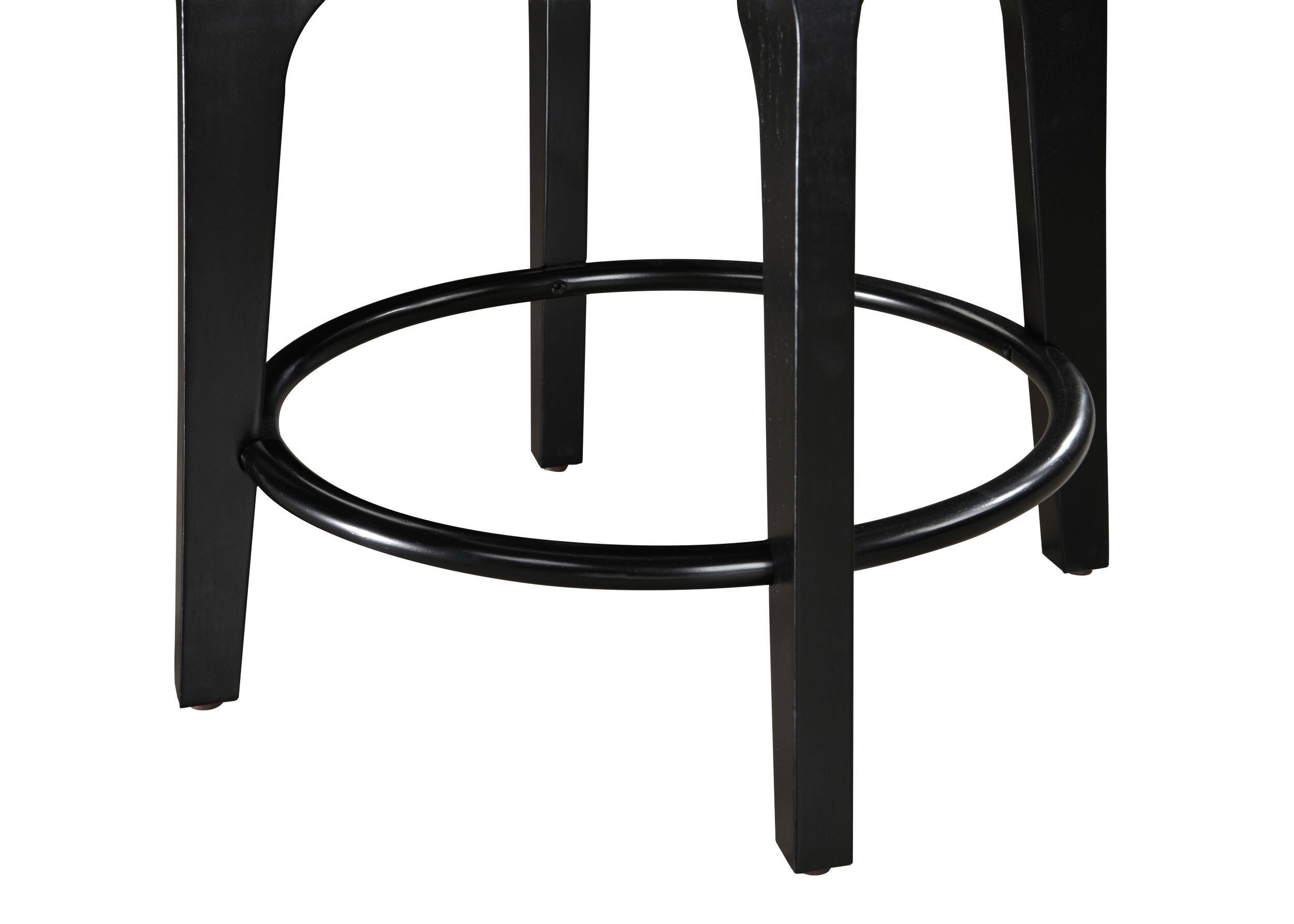 Alt View 4. LuXeo - Ellie 24 in. Black Backless Wood Counter Stool with White Boucle Fabric Seat (Set of 2) - Black/white.