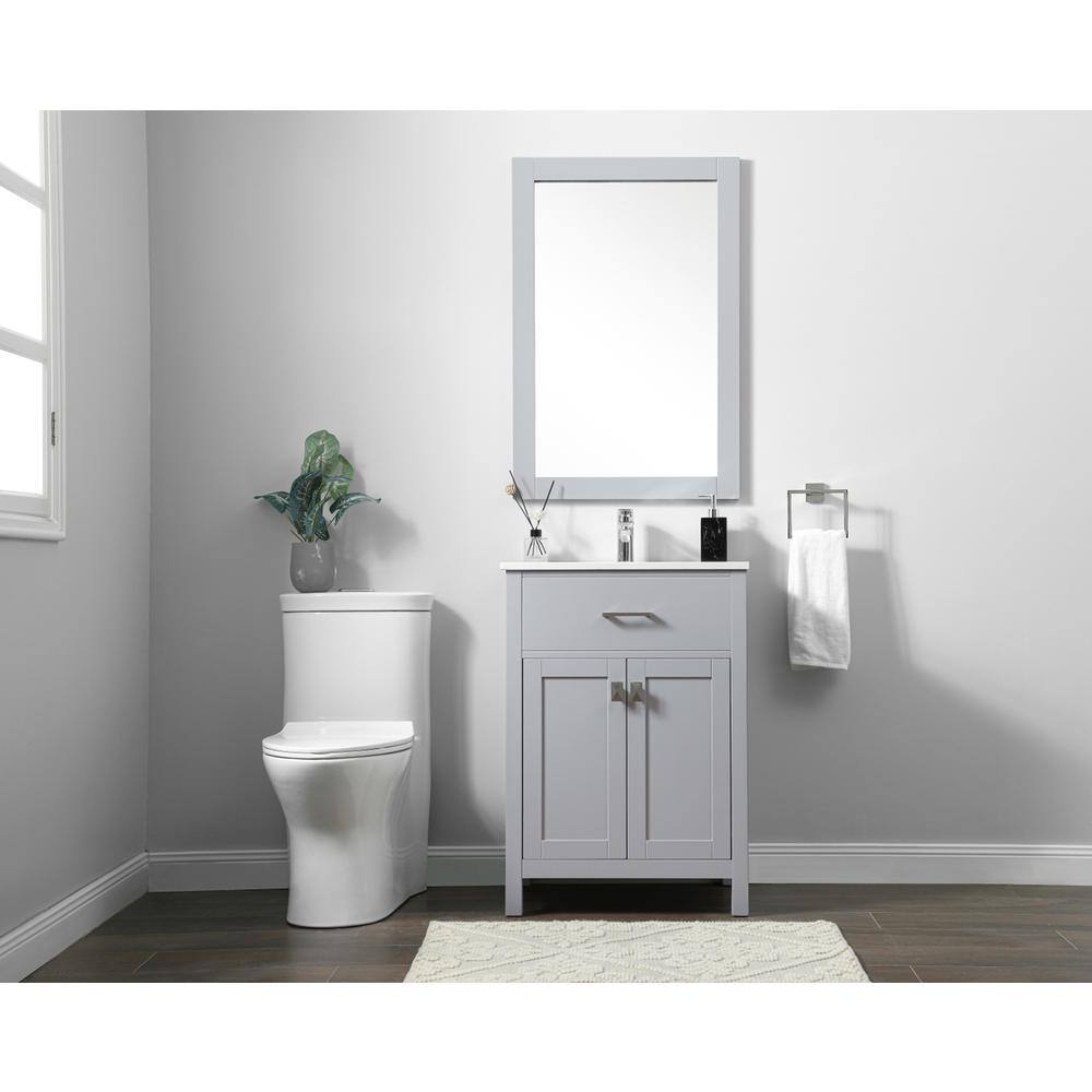 Alt View 7. Elegant Kitchen and Bath - 24 Inch SIngle Bathroom Vanity In Grey - Grey.