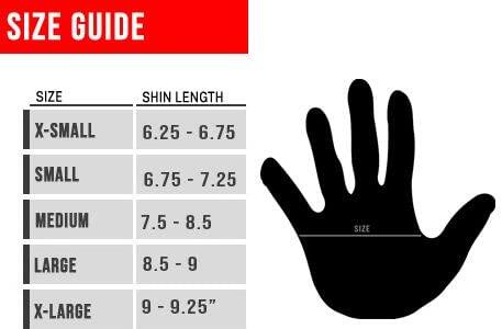 SIZE GUIDE

SIZE | SHIN LENGTH
--- | ---
X-SMALL | 6.25 - 6.75
SMALL | 6.75 - 7.25
MEDIUM | 7.5 - 8.5
LARGE | 8.5 - 9
X-LARGE | 9 - 9.25"