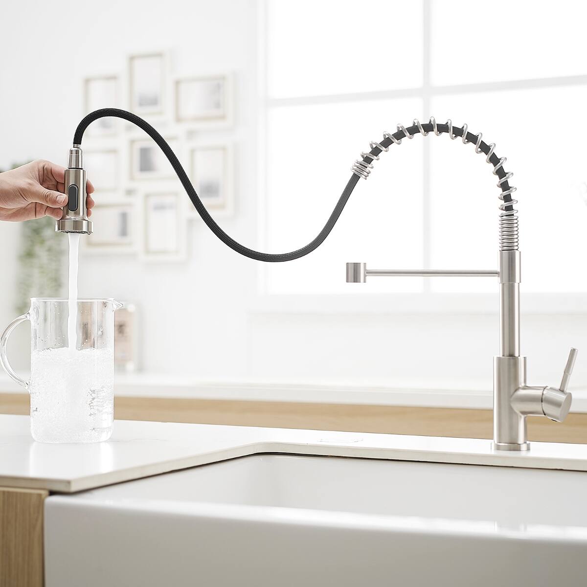 Alt View 3. Ropilly - Ropilly Pull Down Kitchen Faucet, Brushed Nickel Stainless Steel Single Handle Spring Kitchen Sink Faucet - Brushed Nickel.
