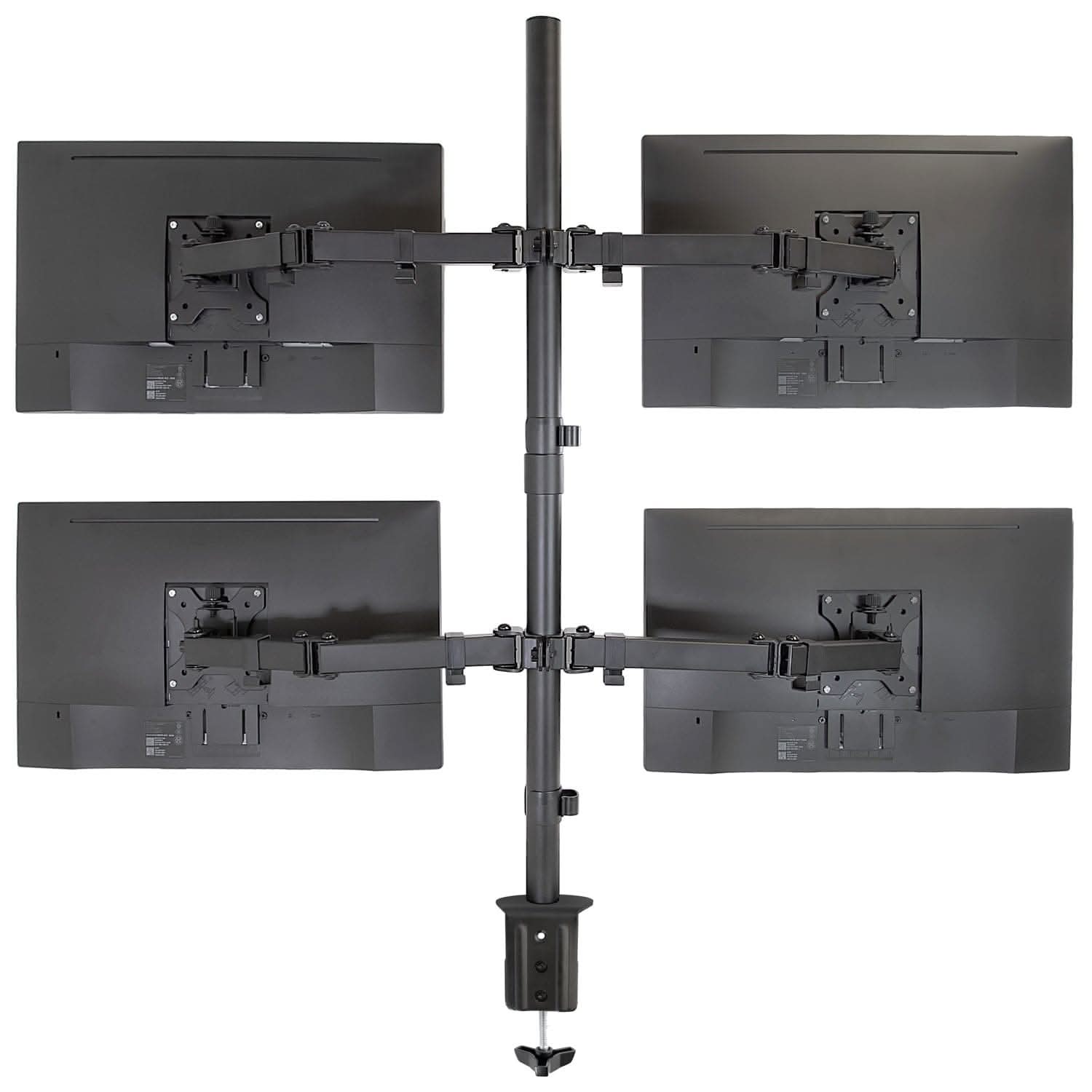 Alt View 5. Mount-It! - Quad Monitor Desk Mount — Full Motion Arms, Height Adjustable, Fits Four 17"–32" Screens - Black.