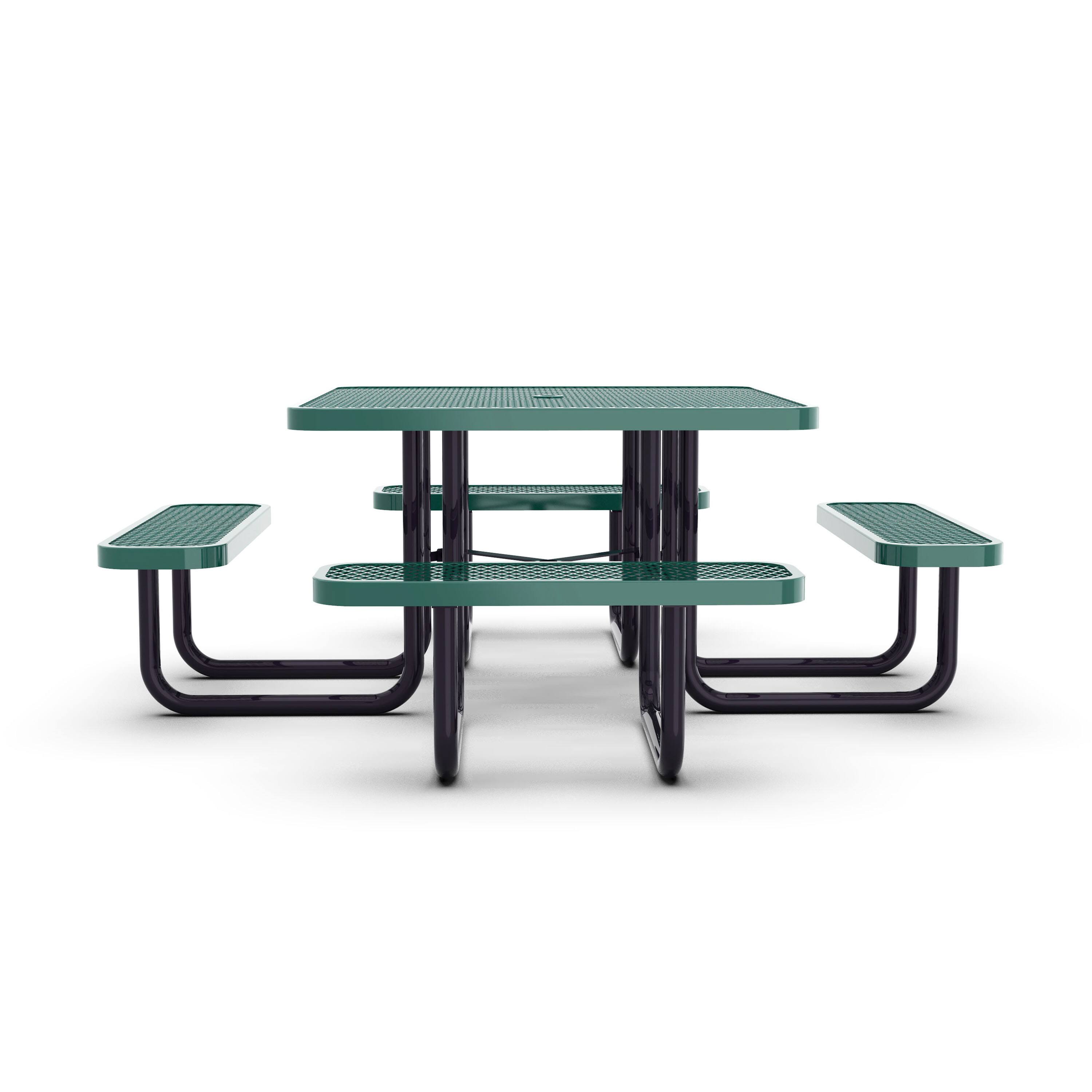 Left. Flash Furniture - Creekside 46" Square Outdoor Picnic Table with Commercial Grade Heavy Gauge Green Expanded Metal Mesh Top and Seats and - Green.