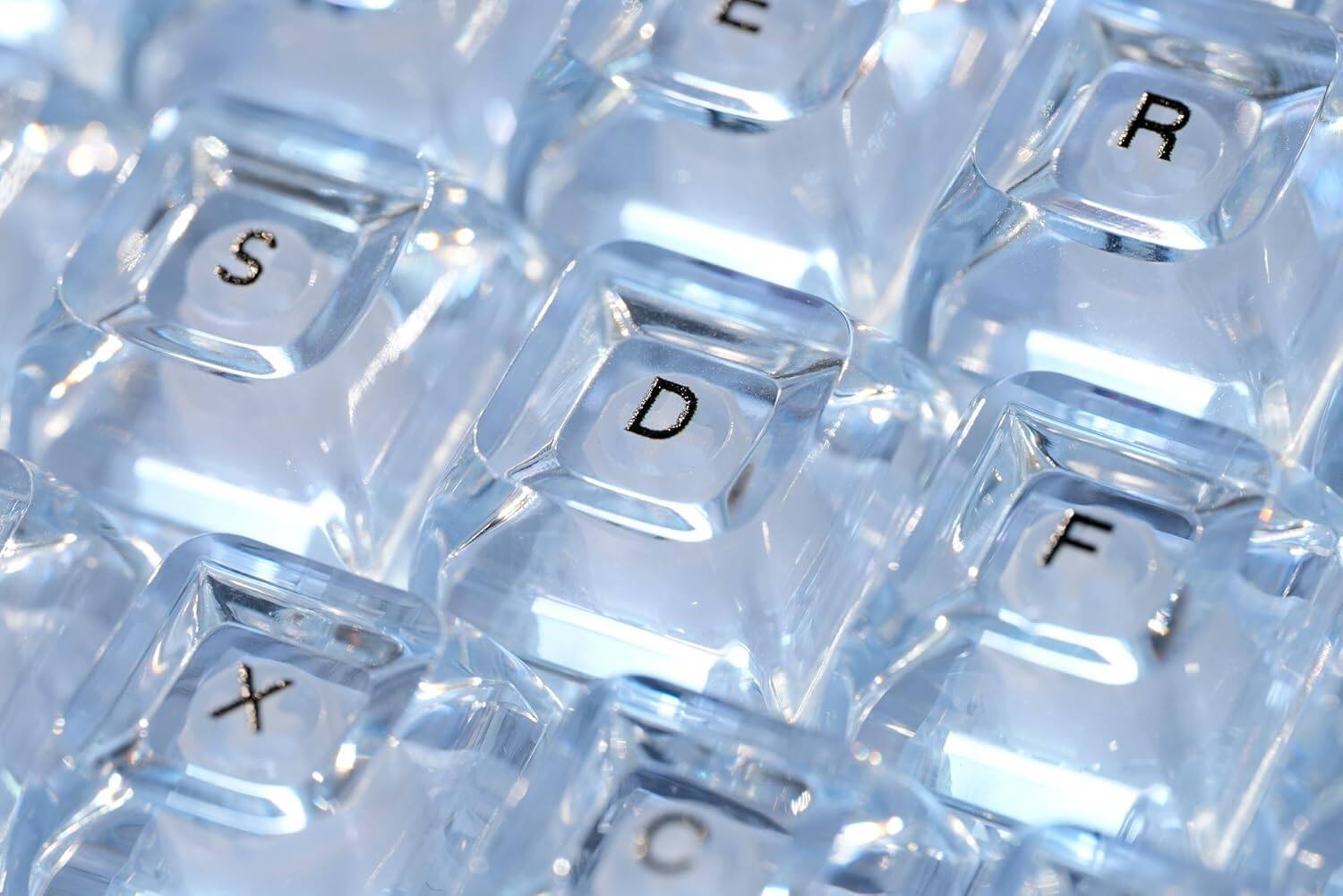 Left. Womier - Clear Keycaps Set, Transparent Shine Through Keycap for MX-Compatible 61/68/84/87/98/100/104 Mechanical Keyboard - Top-printed-126 Keys.