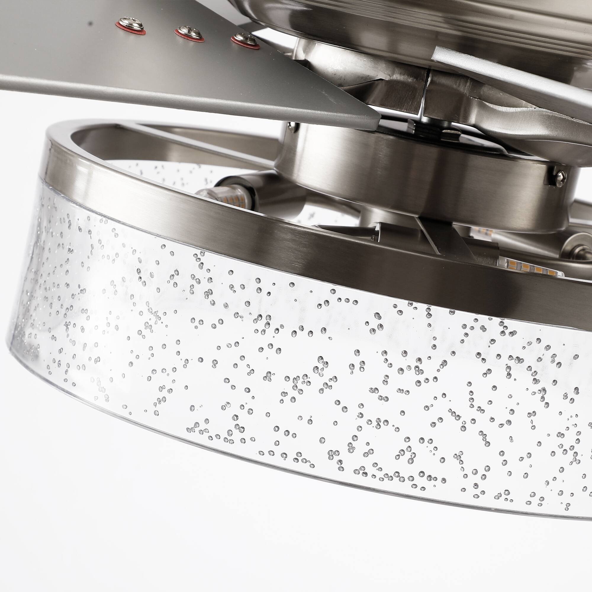 Alt View 9. Parrot Uncle - 52-inch Modern Satin Nickel Bubble Shade Ceiling Fan with Light and Reversible Blades - Sand Nickel.