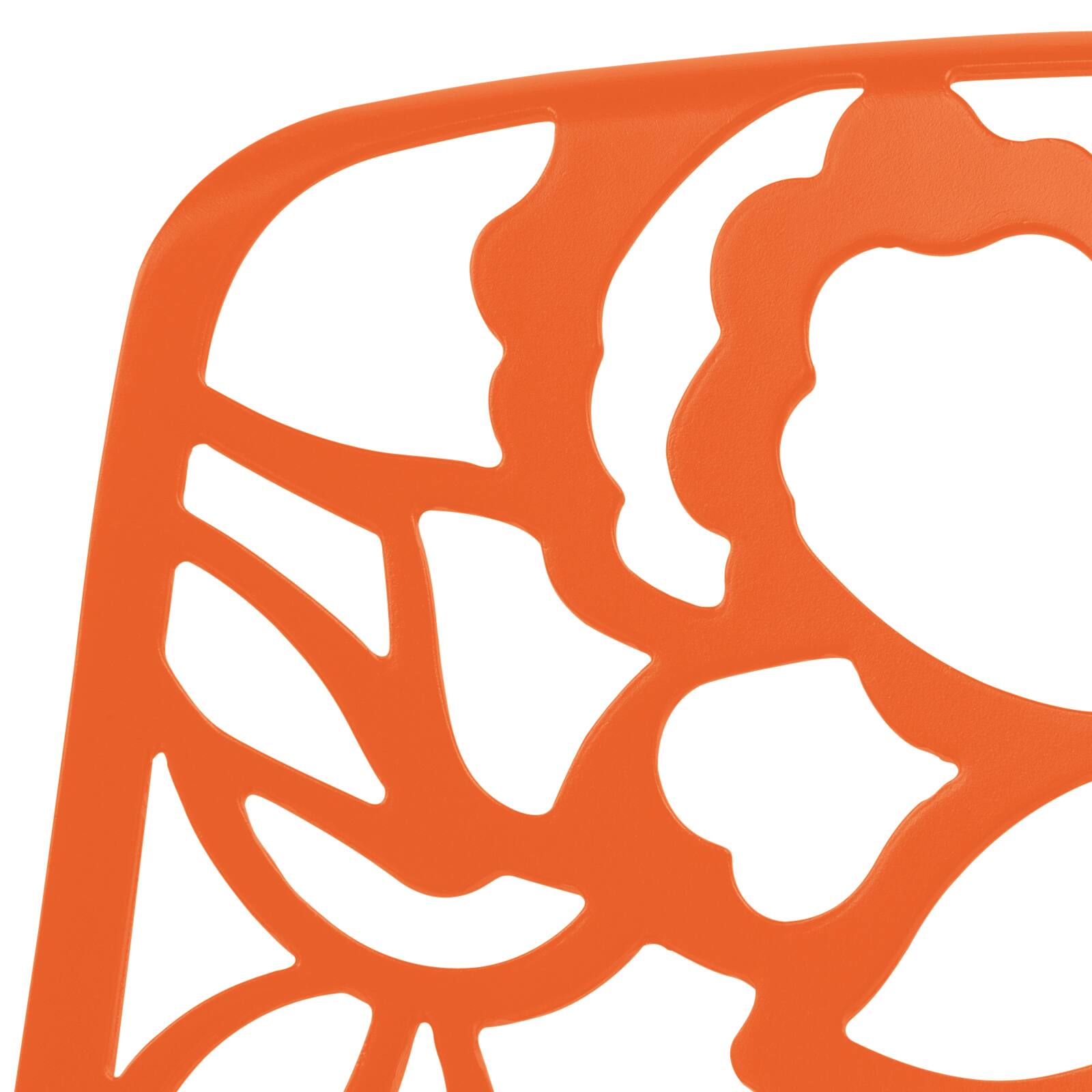 Alt View 6. LeisureMod - Devon (Set of 2) Aluminum Outdoor Dining Chair, UV Resistant & Stackable Floral Design Accent Chair - Fully Assembled - Orange.