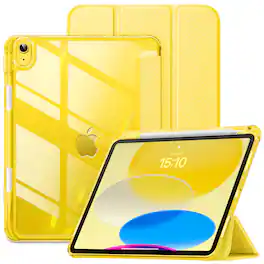 DTTO - Case for iPad A16 11-inch 2025 & 10th Gen 10.9-inch 2022, Matte Slim Hard Back, Soft TPU Frame, Pencil Holder - Yellow