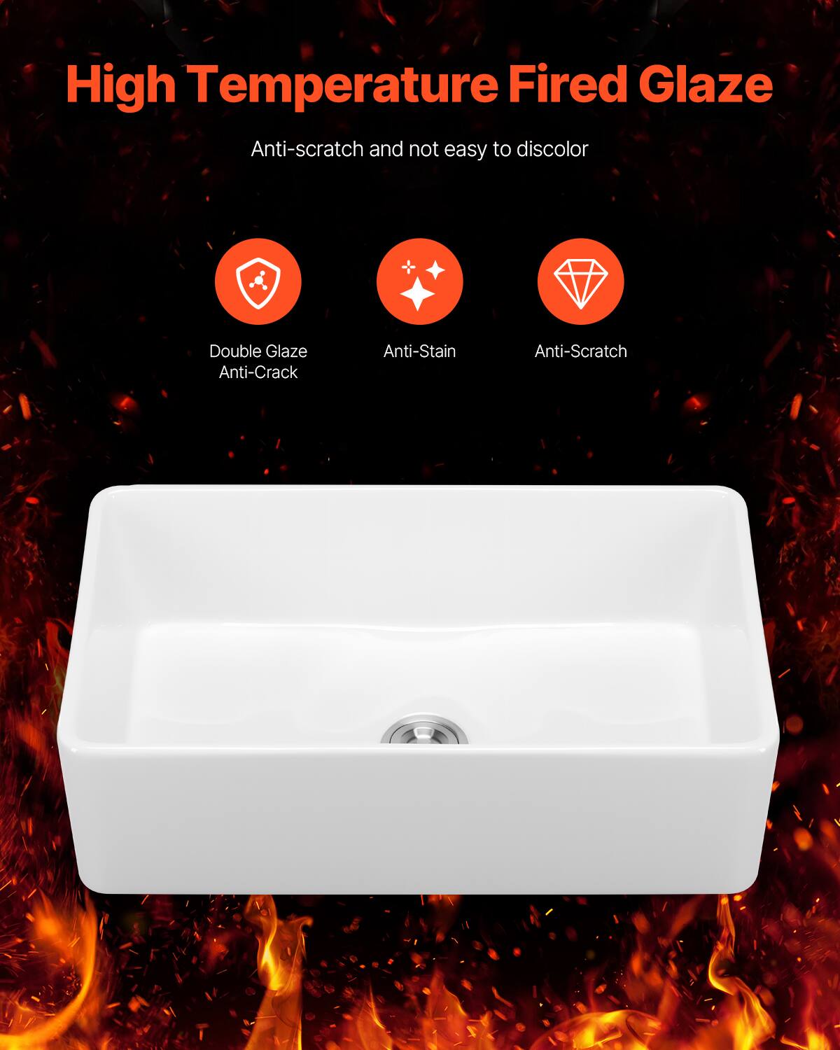 High Temperature Fired Glaze  
Anti-scratch and not easy to discolor  

- Double Glaze Anti-Crack  
- Anti-Stain  
- Anti-Scratch