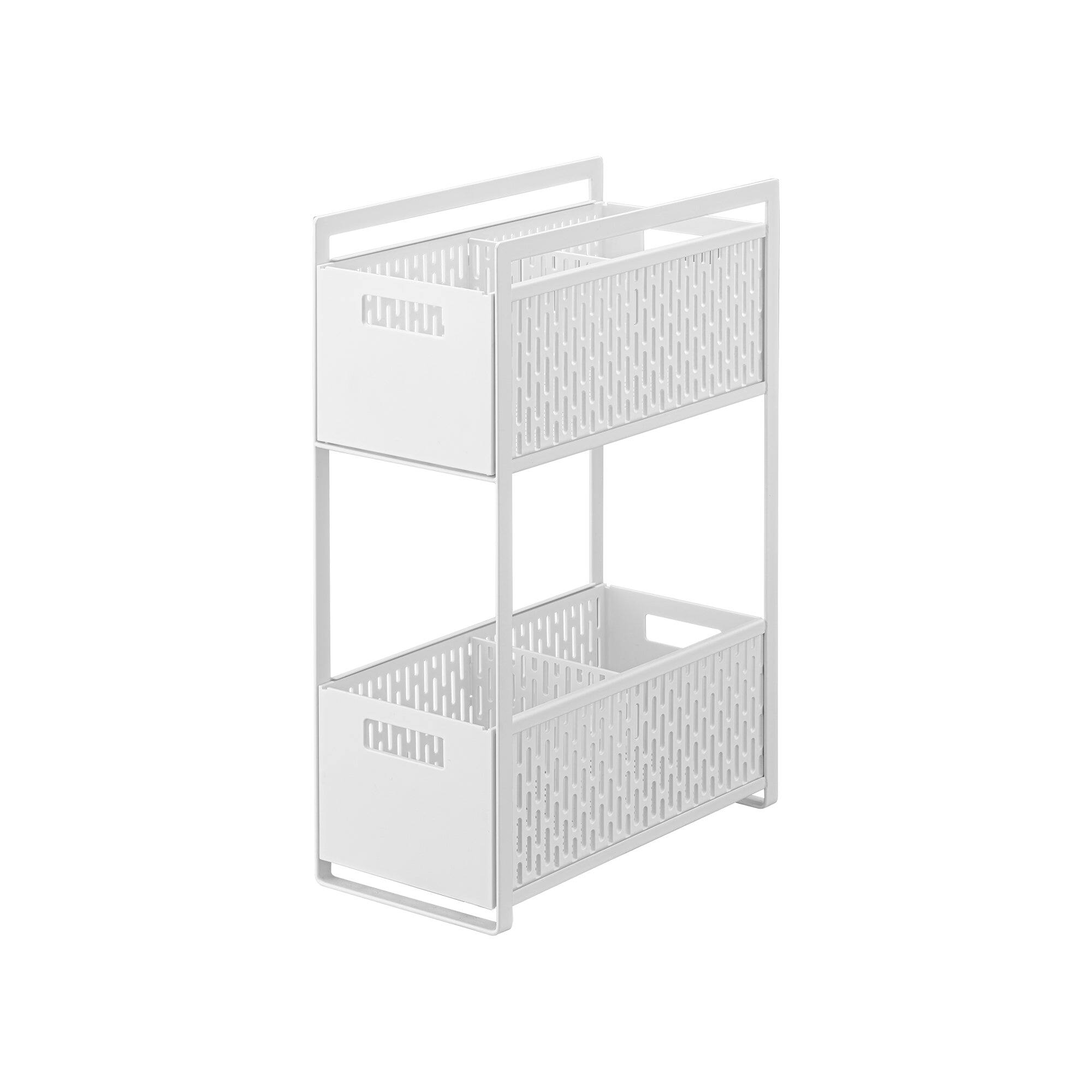 Angle. Yamazaki Home - Two-Tier Cabinet Storage Basket - Black.