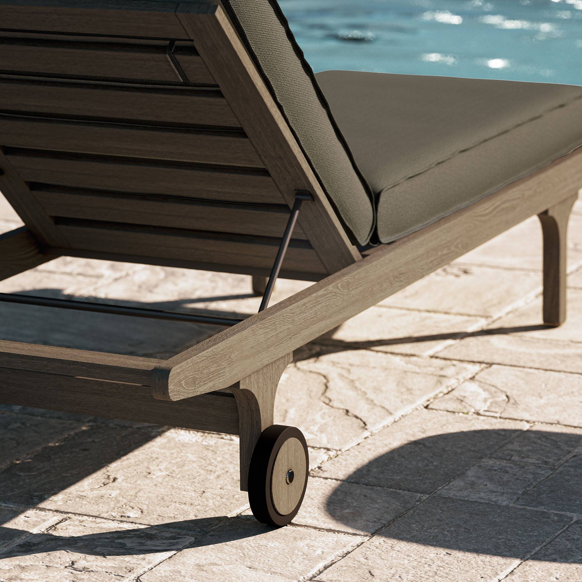 Alt View 8. Modway - Saratoga Outdoor Patio Teak Chaise Lounge Chair by Modway - Weathered Gray Flint.