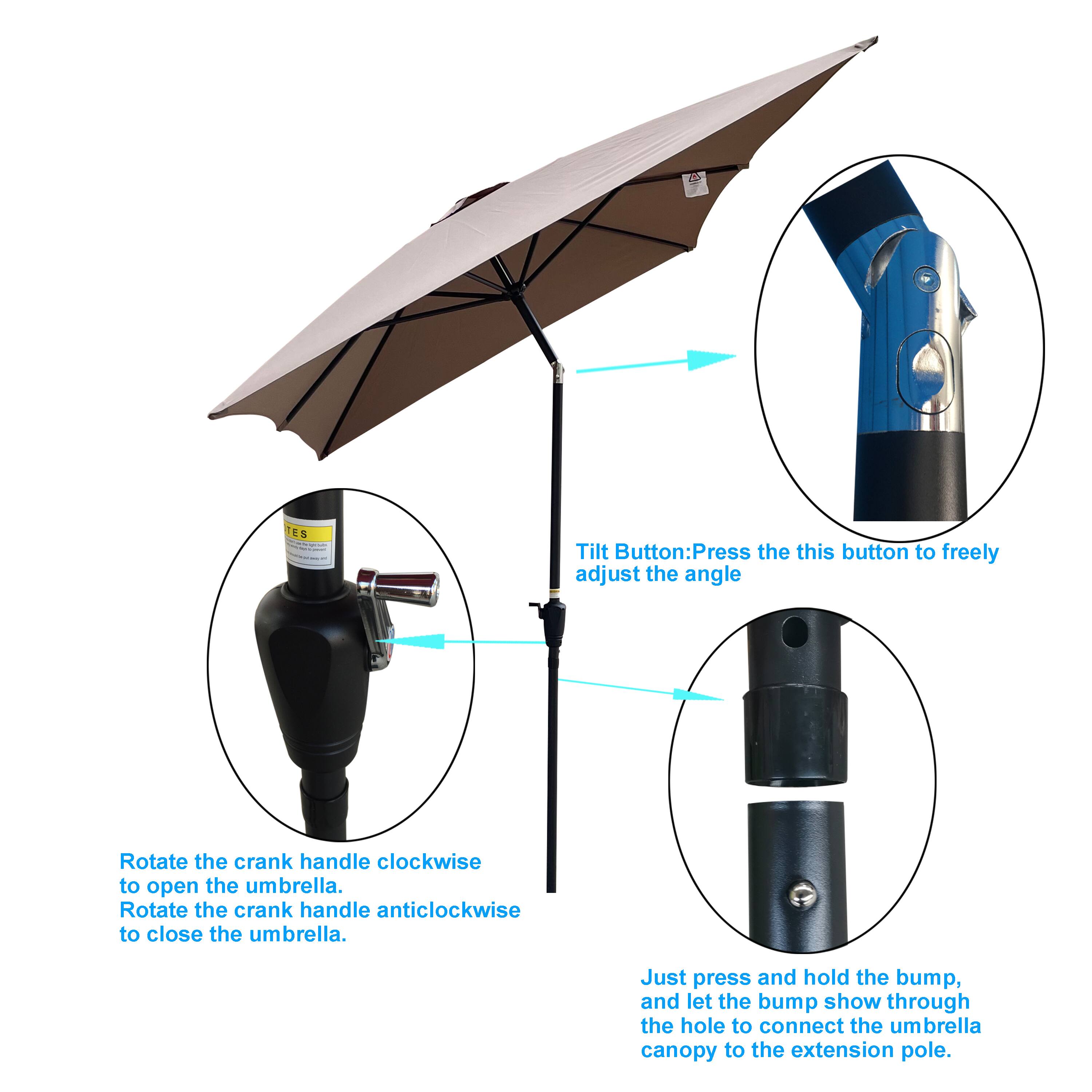 ace patio umbrella base ACEGOSES 11-ft Aluminum Beige Slide-tilt Cantilever Patio Umbrella with Lights with Base one_size