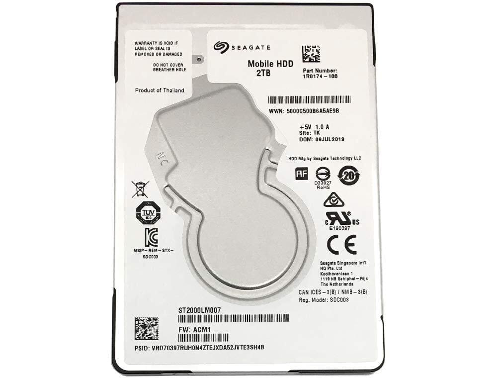 Seagate - Mobile 2TB 2.5 in. 128MB Cache SATA 6Gb/s HDD Slim (ST2000LM007)