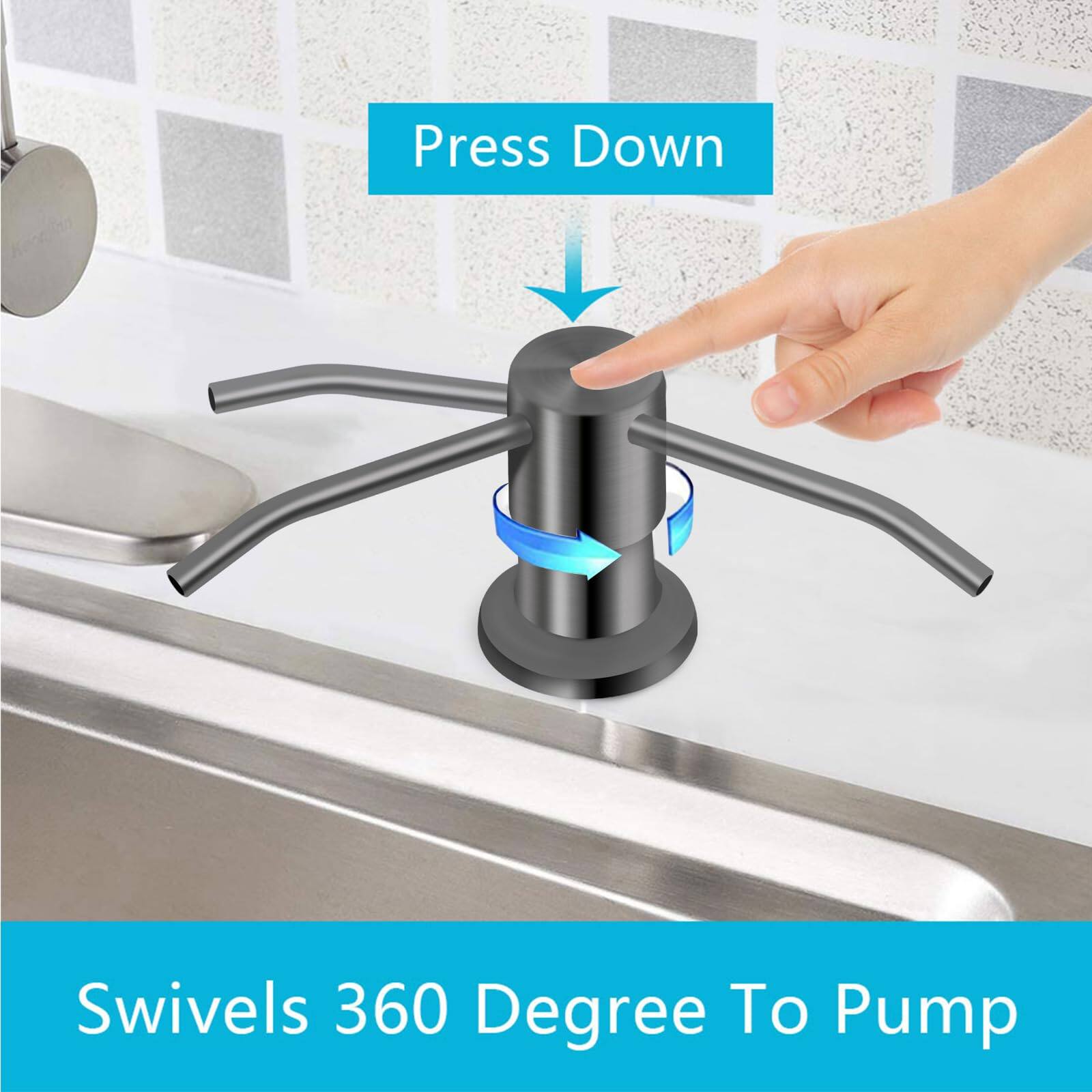 Press Down  
Swivels 360 Degree To Pump