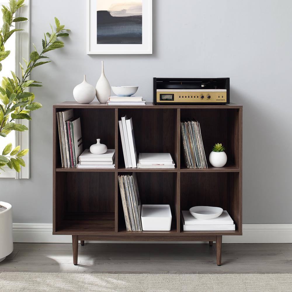 Alt View 2. Crosley Furniture - Liam 6 Cube Record Storage Cube Bookcase - Walnut.
