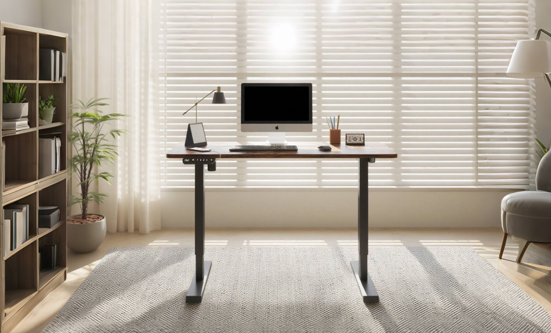 Alt View 6. Forest'nSky - 55" Electric Height Adjustable Standing Desk, Lift-up Gaming & Office Computer Table,Brown - Brown.