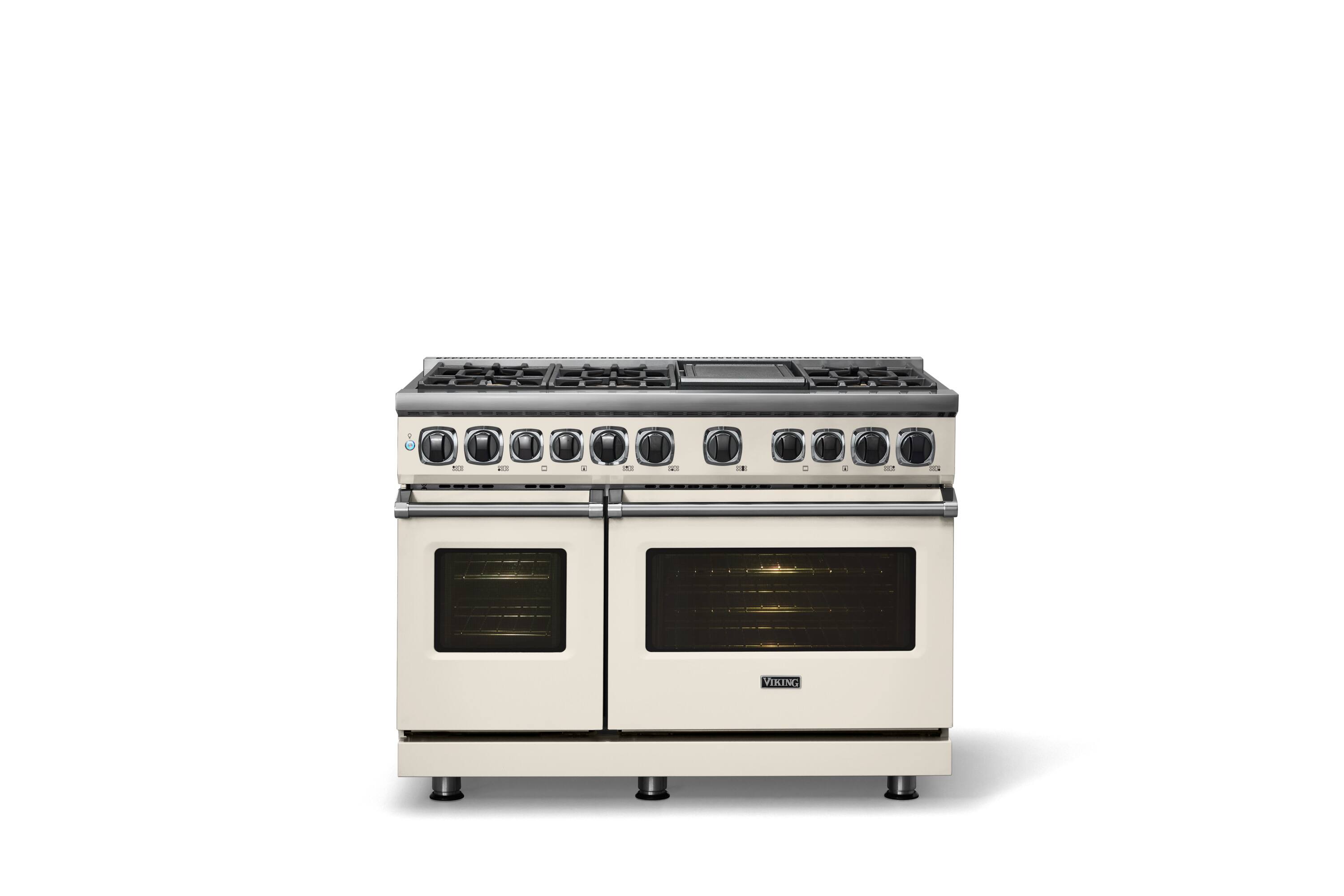 Alt View 1. Viking - 48"W. 7.3 Cu. Ft. 7Series Self-Clean Dual Fuel 8 Burner Range/Griddle-Pure White - Pure White.
