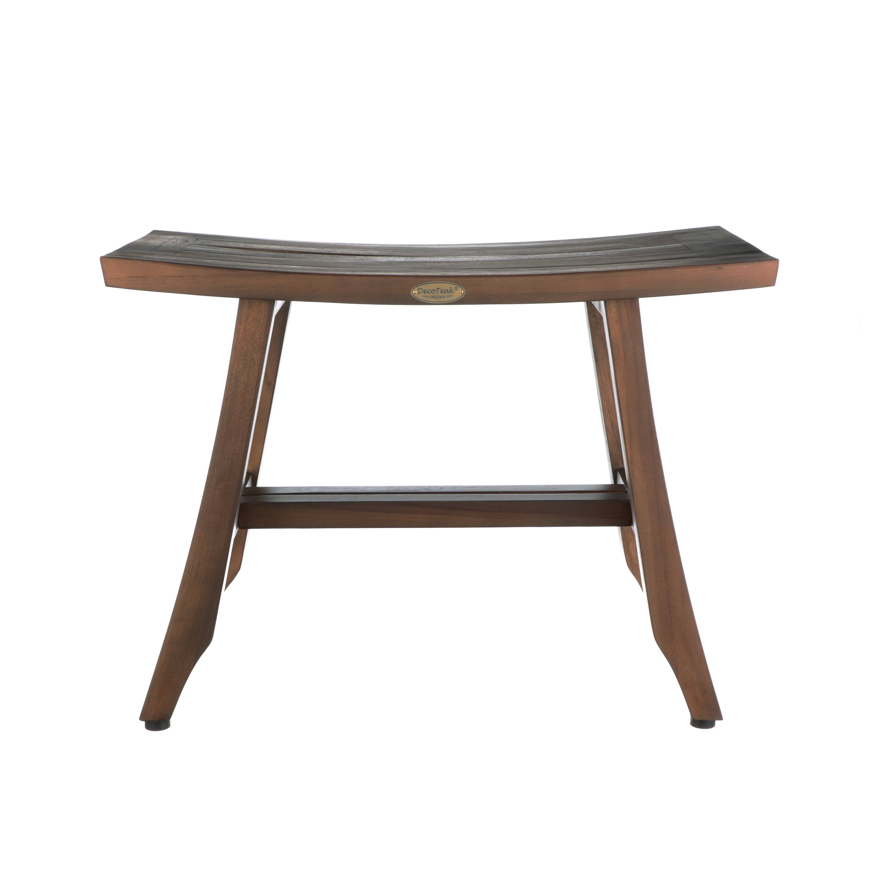 Front. DecoTeak - DecoTeak® Satori® 24" Teak Wood Shower Bench in Woodland Brown Finish - Woodland Brown.