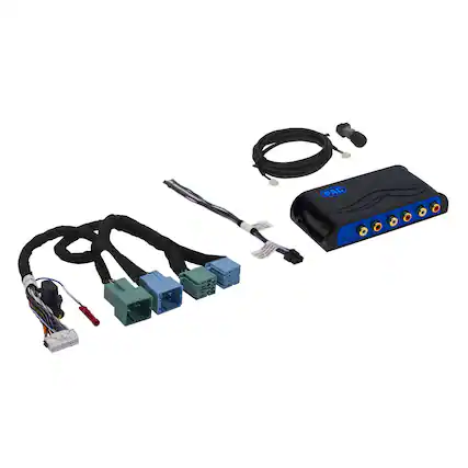 Front. PAC - AmpPRO4 Amp Integration Interface AP4-CH42 for 2021 and Up Chrysler Jeep Ram, Includes Sublevel Controller - Blue/Black.