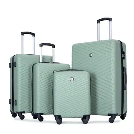 Front. HTUTWOO - Luggage 4-Piece ABS Lightweight Suitcase with Rotating Wheels - 16/20/24/28 Inch, TSA Lock - Olive Green.