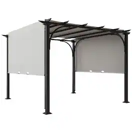 Outsunny - 10' x 10' Patio Pergola with Weather-Resistant Steel Frame, Backyard Sun Shade Canopy Cover Shelter - White