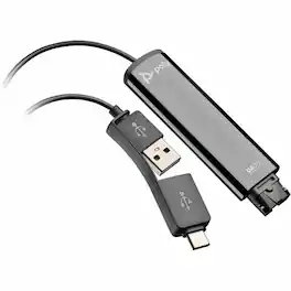 HP - Poly DA75 USB to QD Adapter TAA - USB Type C Connectivity for Headset - TAA Compliant - Black