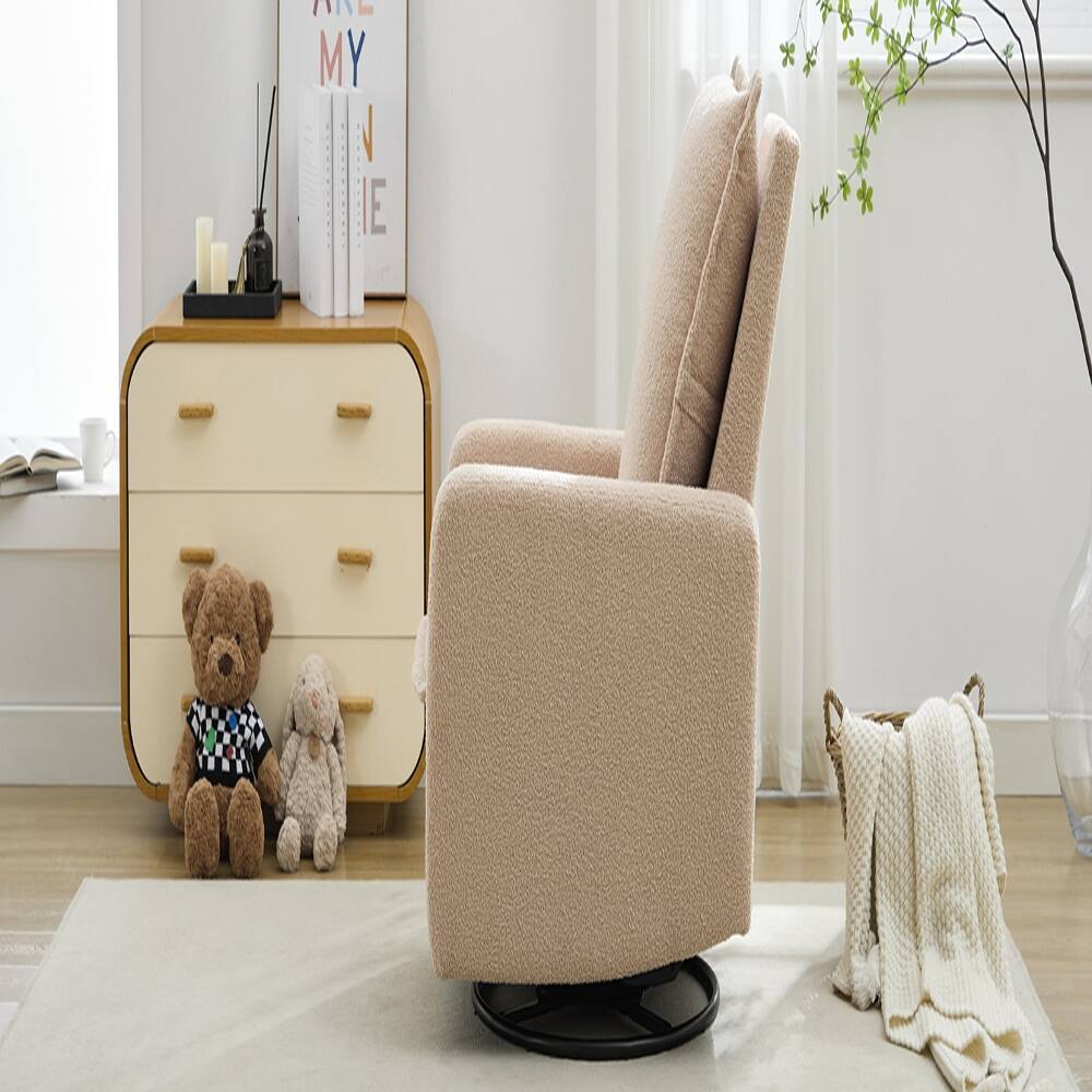 Alt View 10. Loheer - Loheer Swivel Rocker Recliner Teddy Fleece Glider Nursery Rocking Chair for Baby Room Oatmeal - Oatmeal.