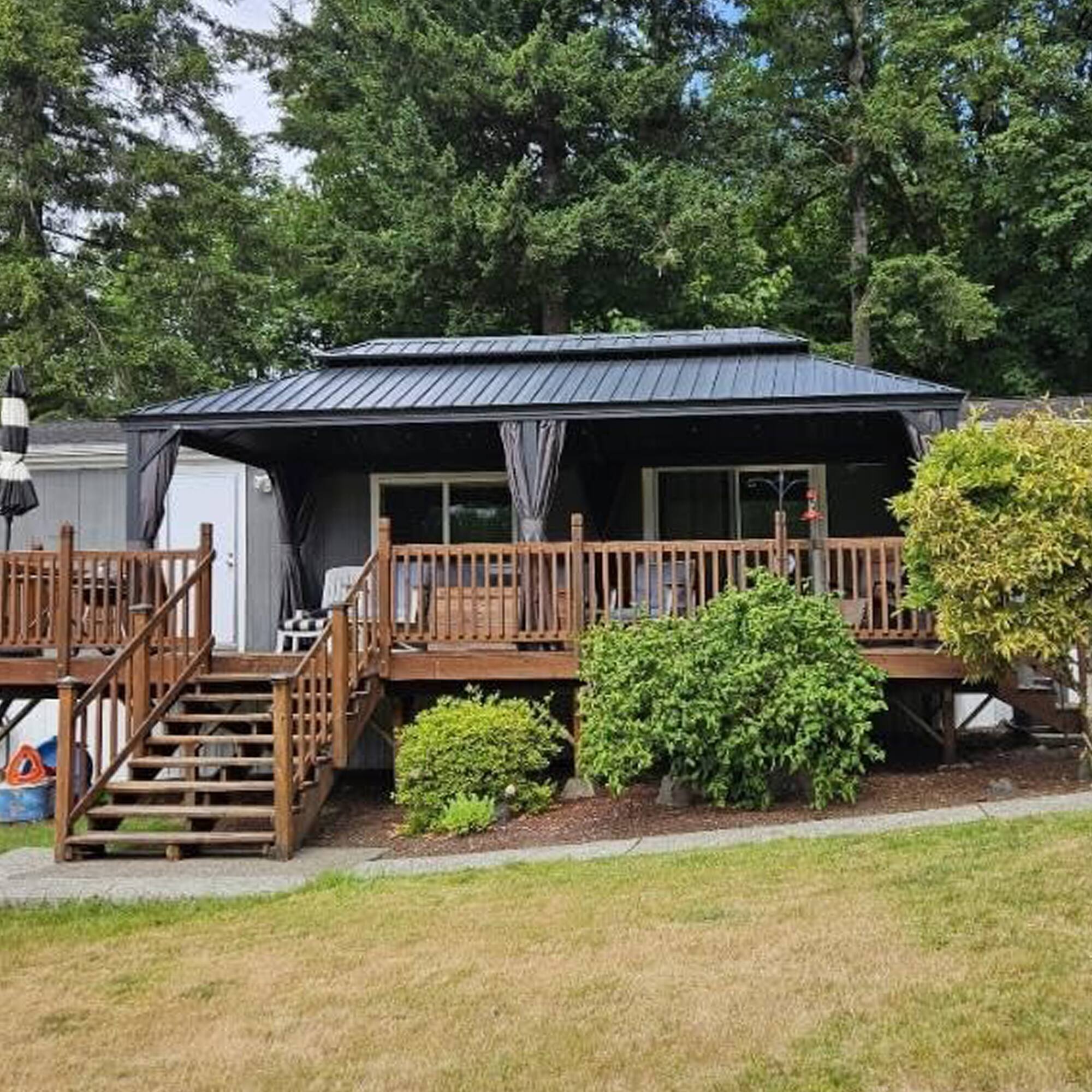 Alt View 2. PURPLE LEAF - 12 X 24 FT Permanent Hardtop Aluminum Gazebo with Double Roof for Patio Lawn and Garden, Curtains and Netting Included - 12' X 24'.