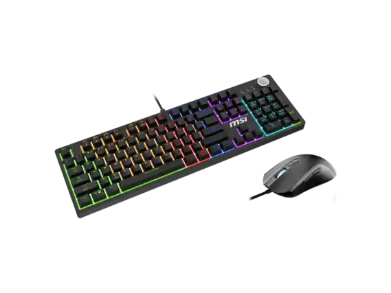 Front. MSI - MSI Forge GK320 Combo RED US - RGB Gaming Keyboard & Mouse, Anti-Ghosting, 12,800 DPI, 13-Mode RGB, Black - Black.