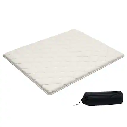 Front. VEVOR - Japanese Tatami Mat, Queen Size Foldable Japanese Tatami Mattress, Futon Mattress with Storage Bag & Fastener - white.