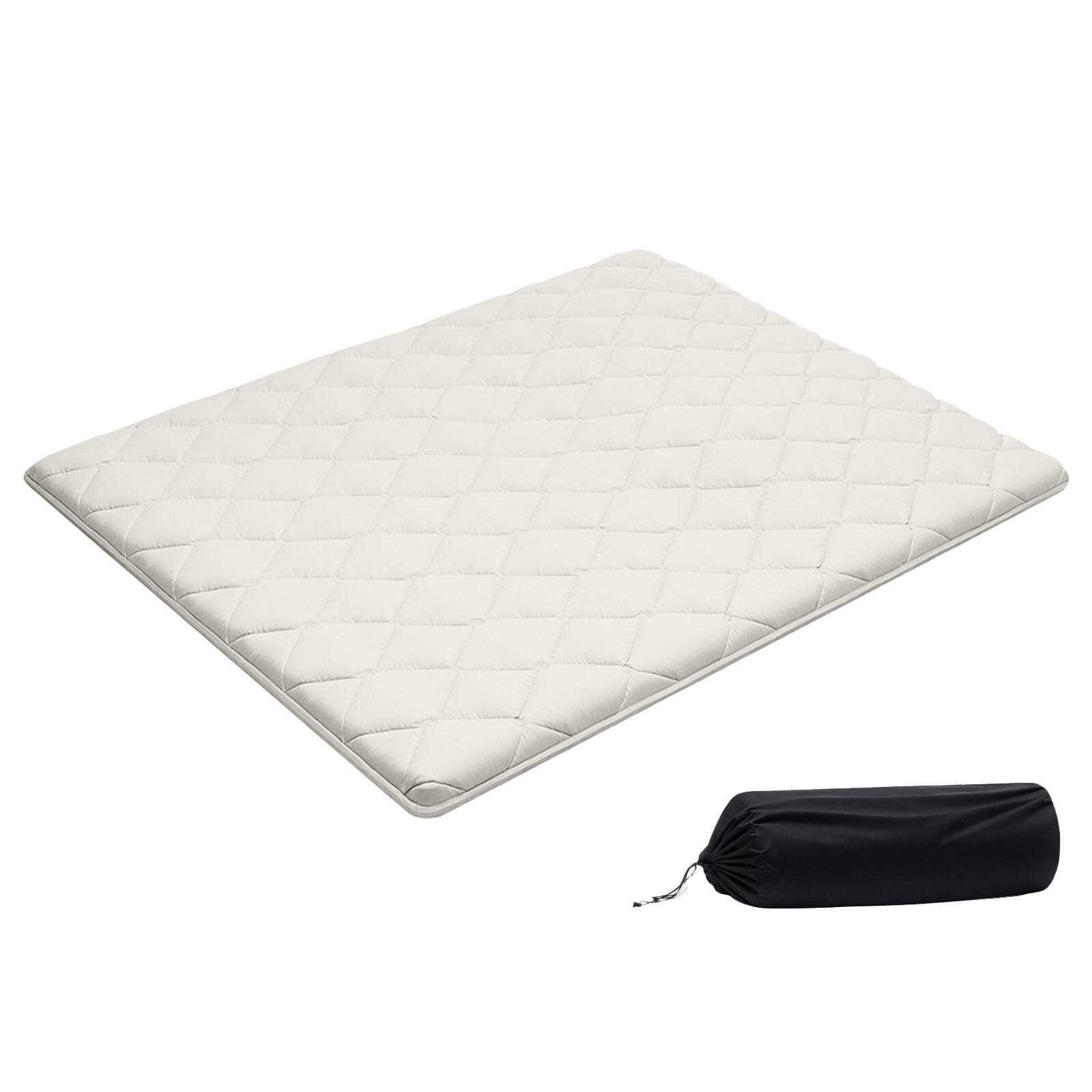 Front. VEVOR - Japanese Tatami Mat, Queen Size Foldable Japanese Tatami Mattress, Futon Mattress with Storage Bag & Fastener - white.