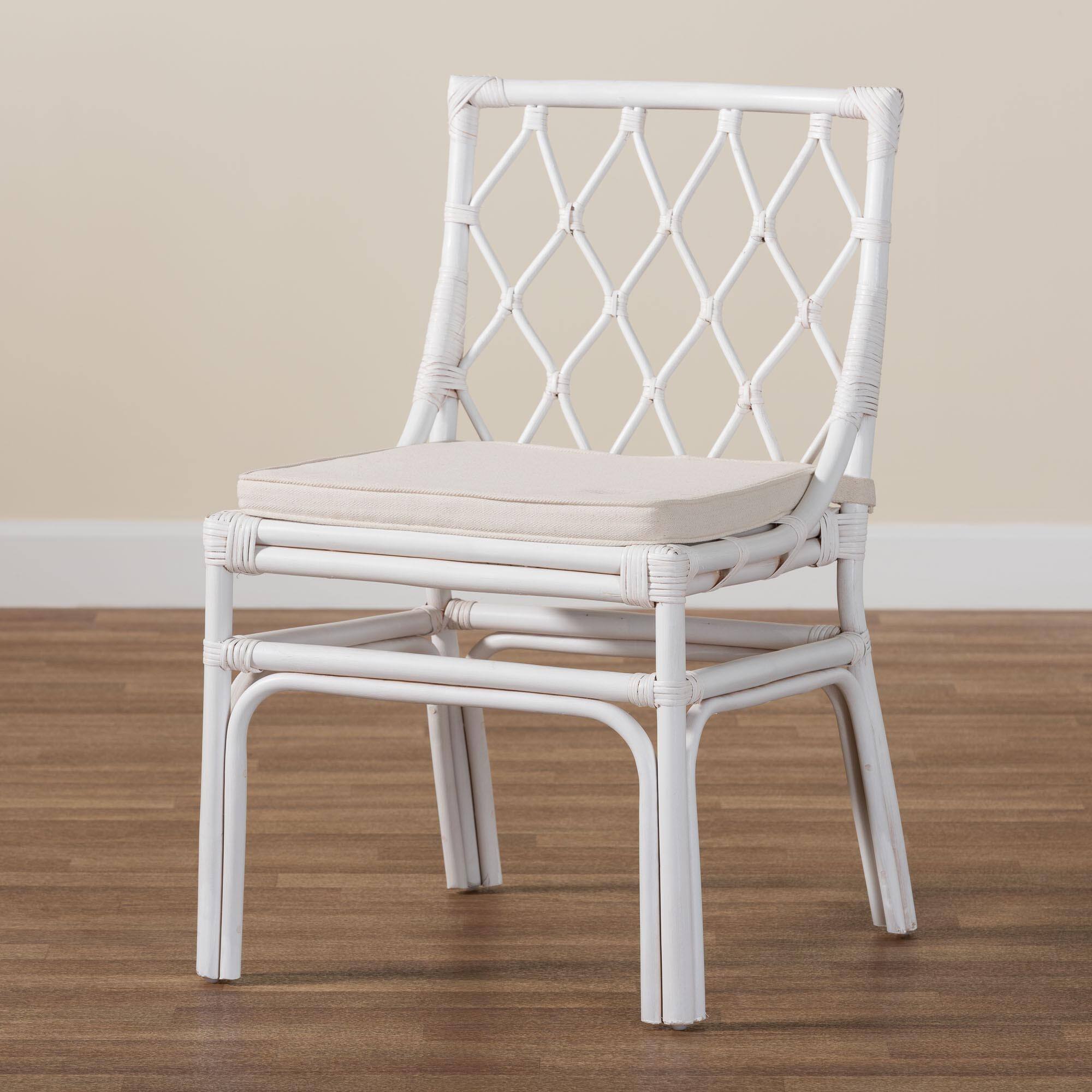 Alt View 5. bali & pari - Carwyn Bohemian Rattan Dining Chair - White.